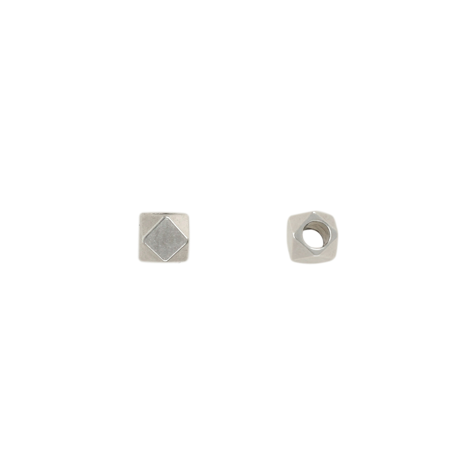antique silver cutted cube bead 3mm - hole 1,8mm | 20pc