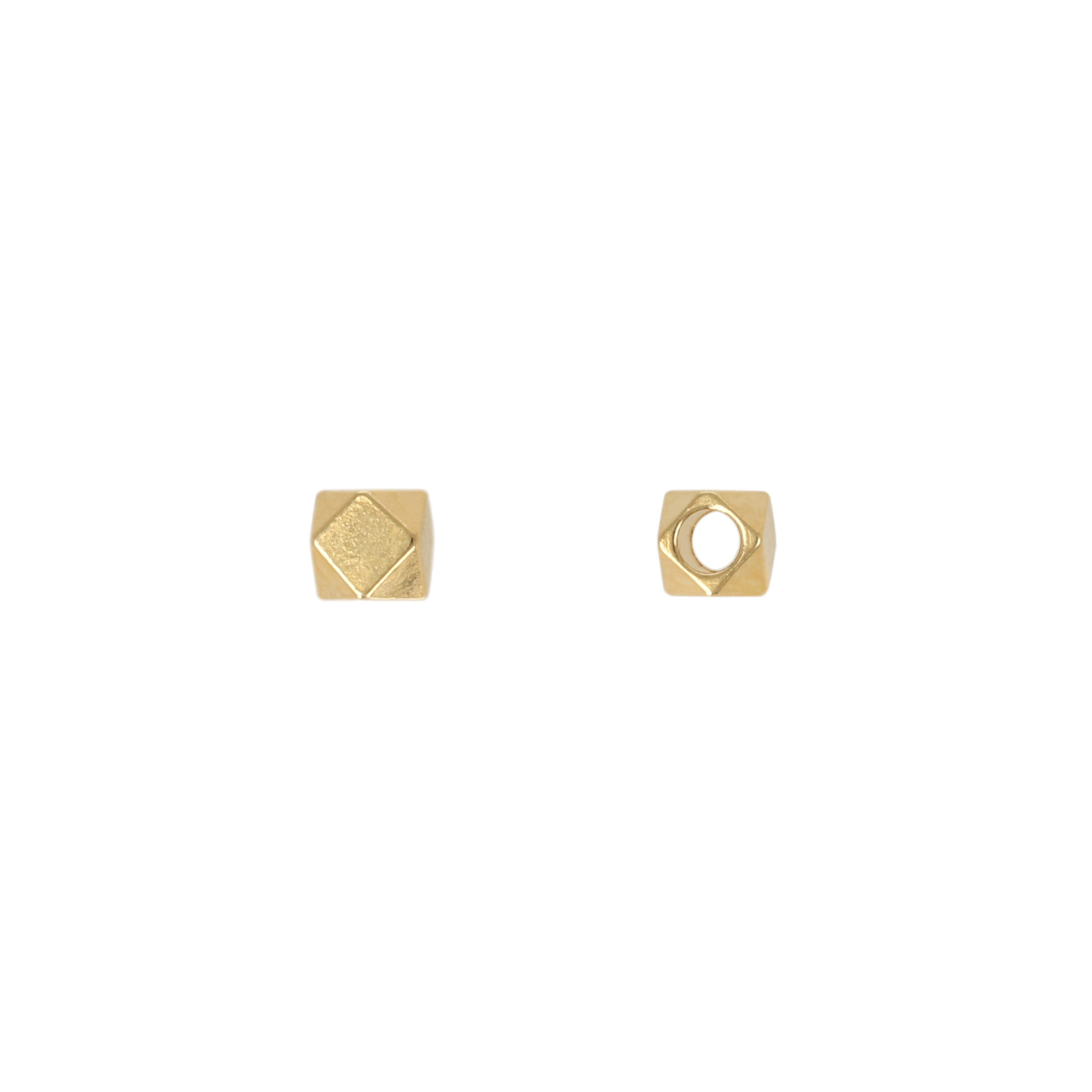 gold cutted cube bead 3mm - hole 1,8mm | 10pc