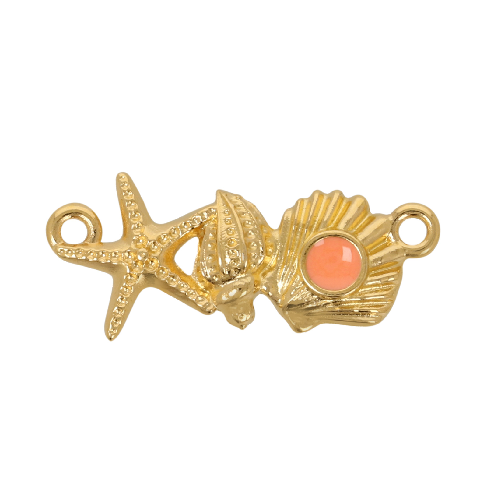 gold plated enameled sea link 26x10mm | 1pc