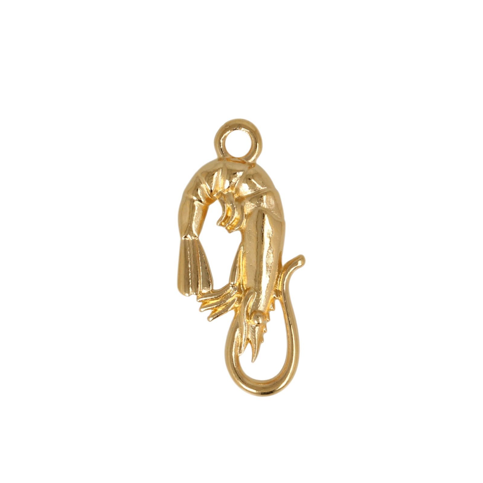 gold plated shrimp charm 23x10mm | 1pc