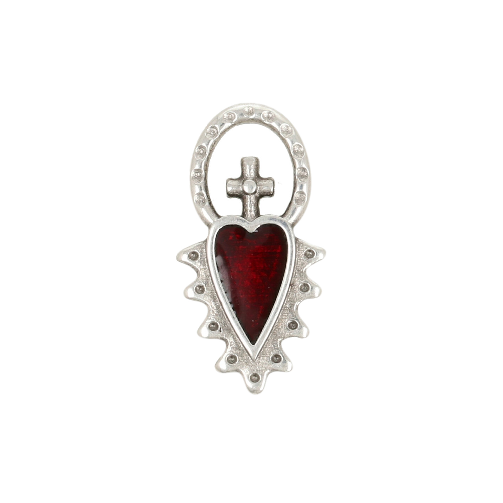 antique silver plated enameled milagro charm 17x9mm | 2pc