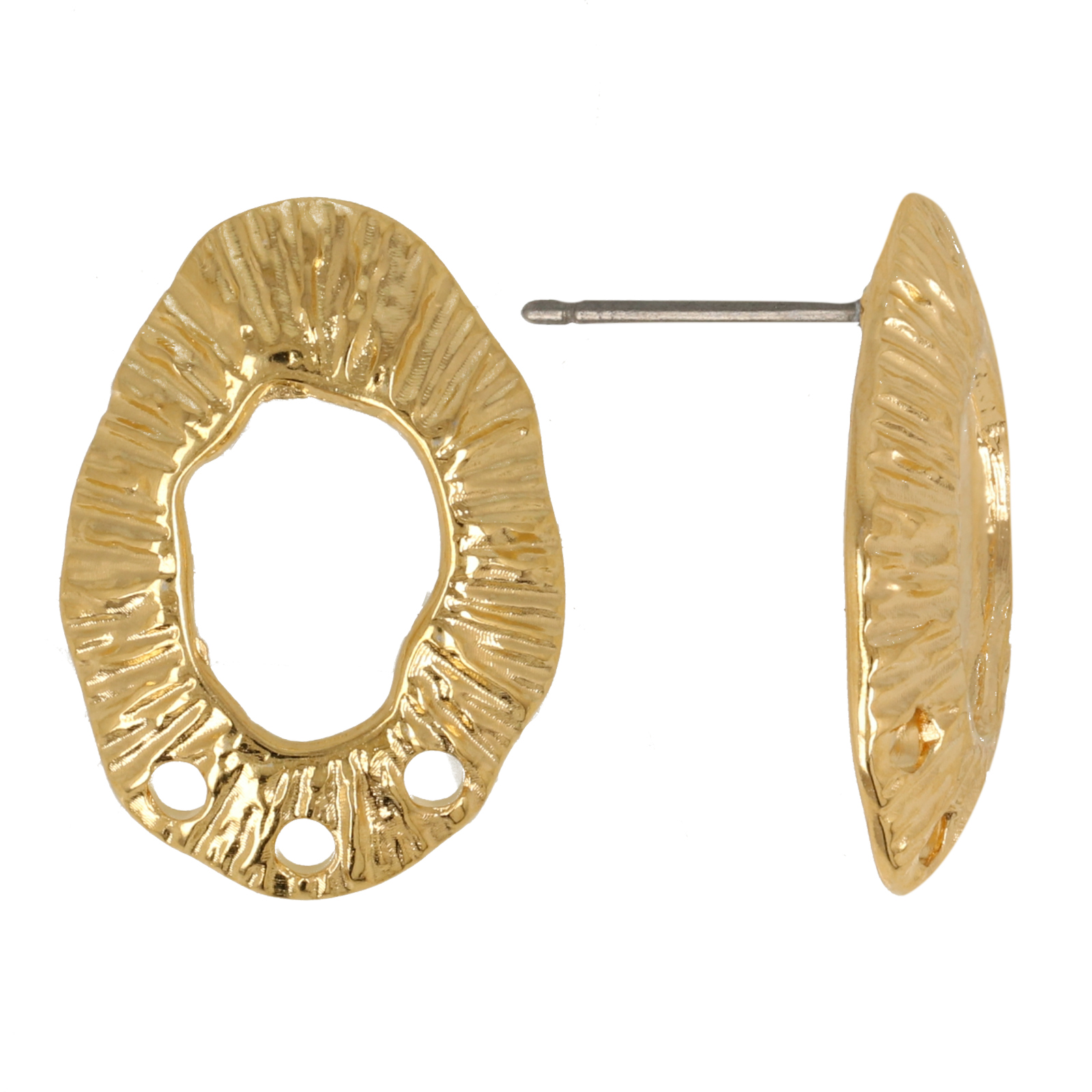 post earrings organic oval gold plated 22x16mm | 2pc