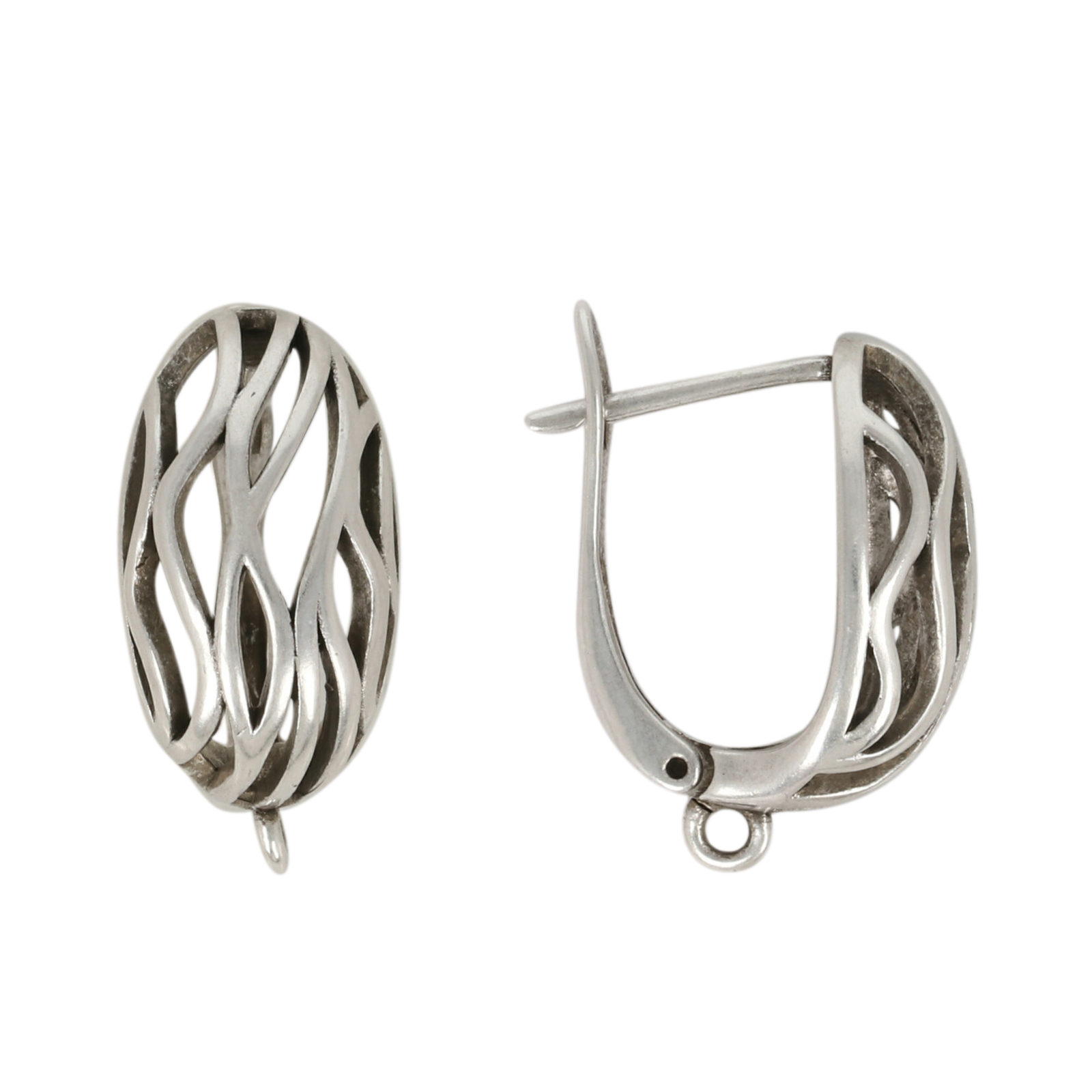 antique silver plated leverback post earring 17x10mm | 2pc