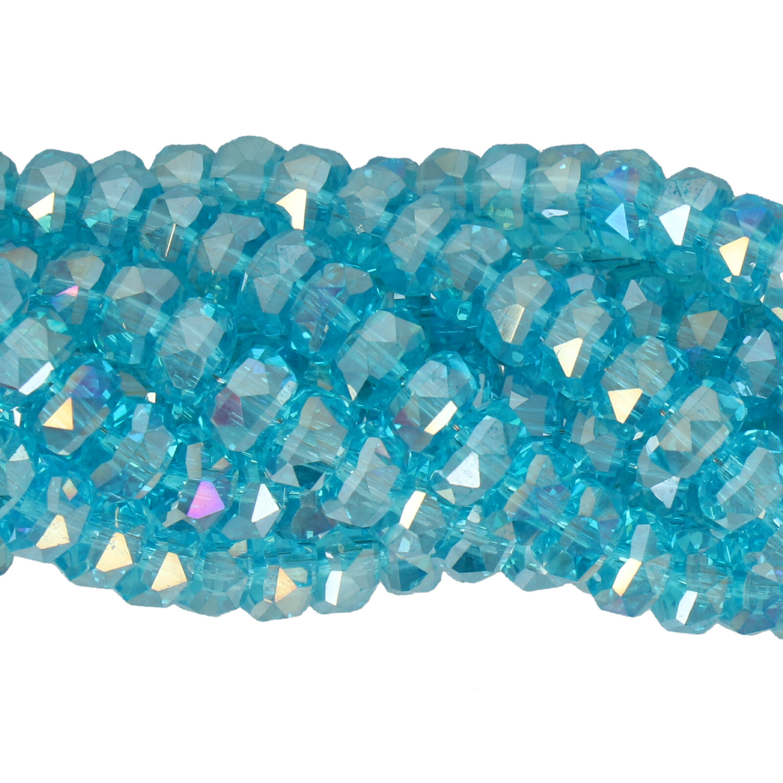 aquamarine ab chinese crystal faceted heishi 6x4,5mm | 1 strand