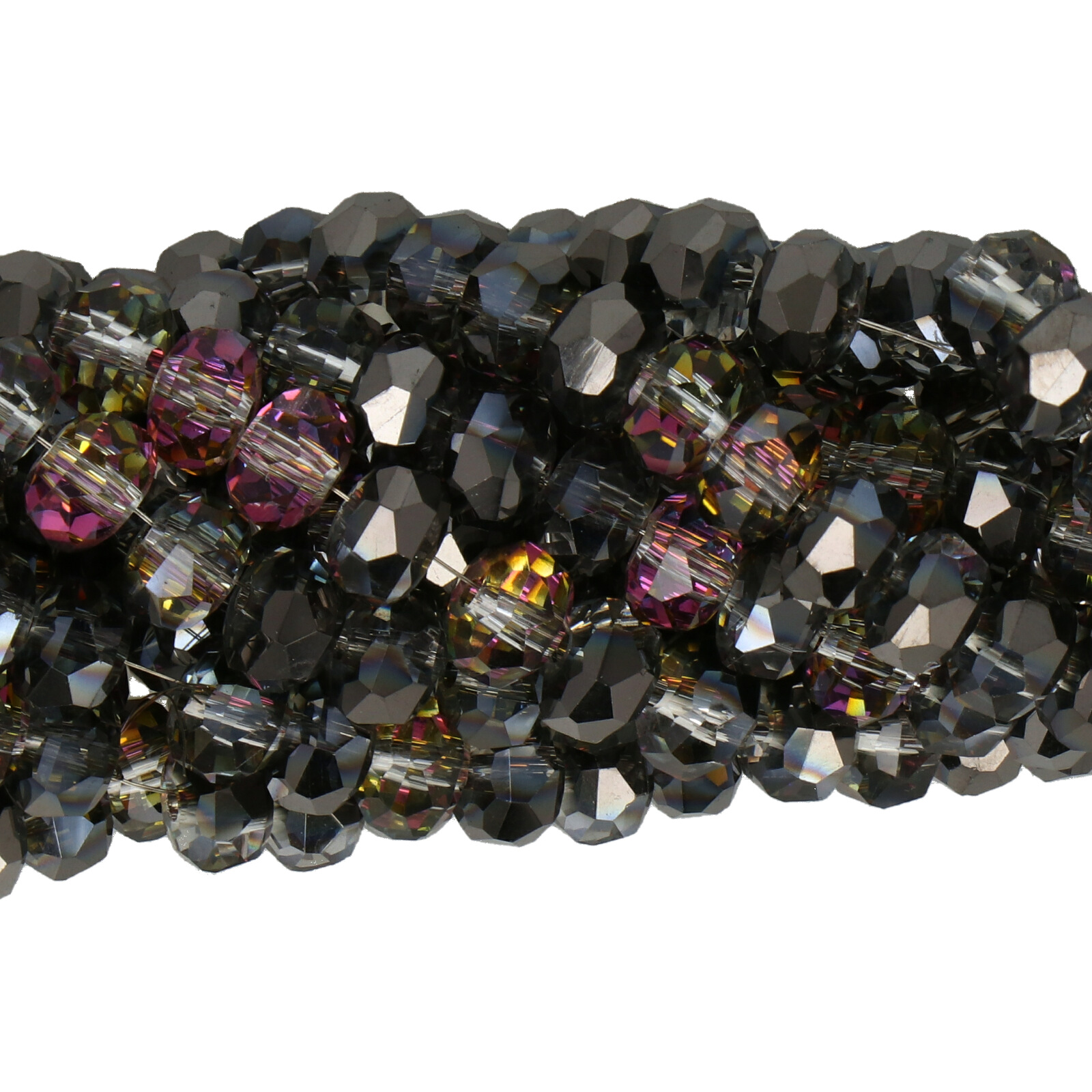 black diamond metallic iris chinese crystal faceted heishi 6x4,5mm | 1 strand