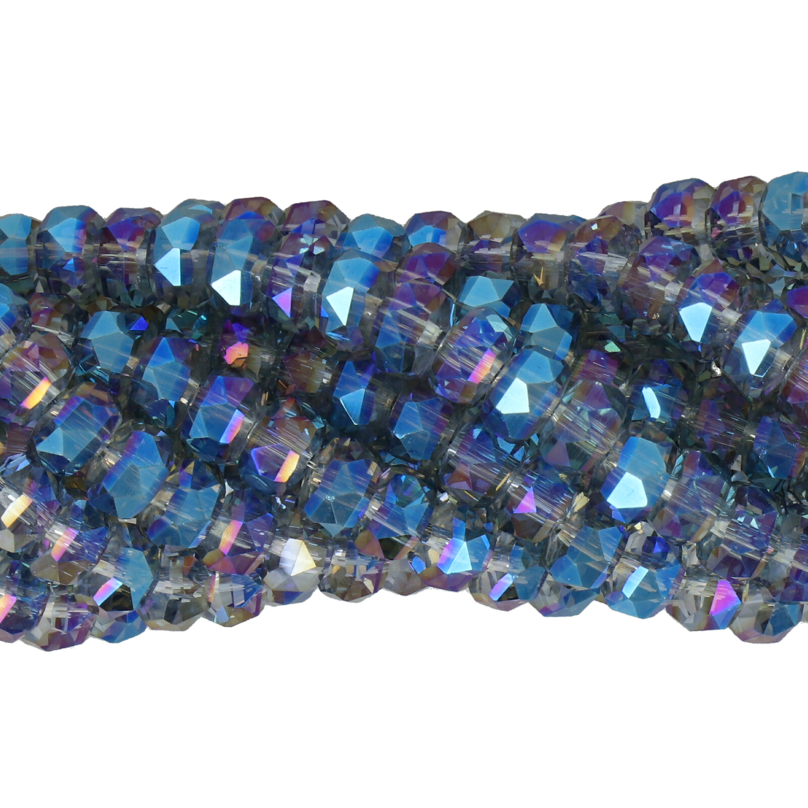 crystal metallic blue ab chinese crystal faceted heishi 6x4,5mm | 1 strand