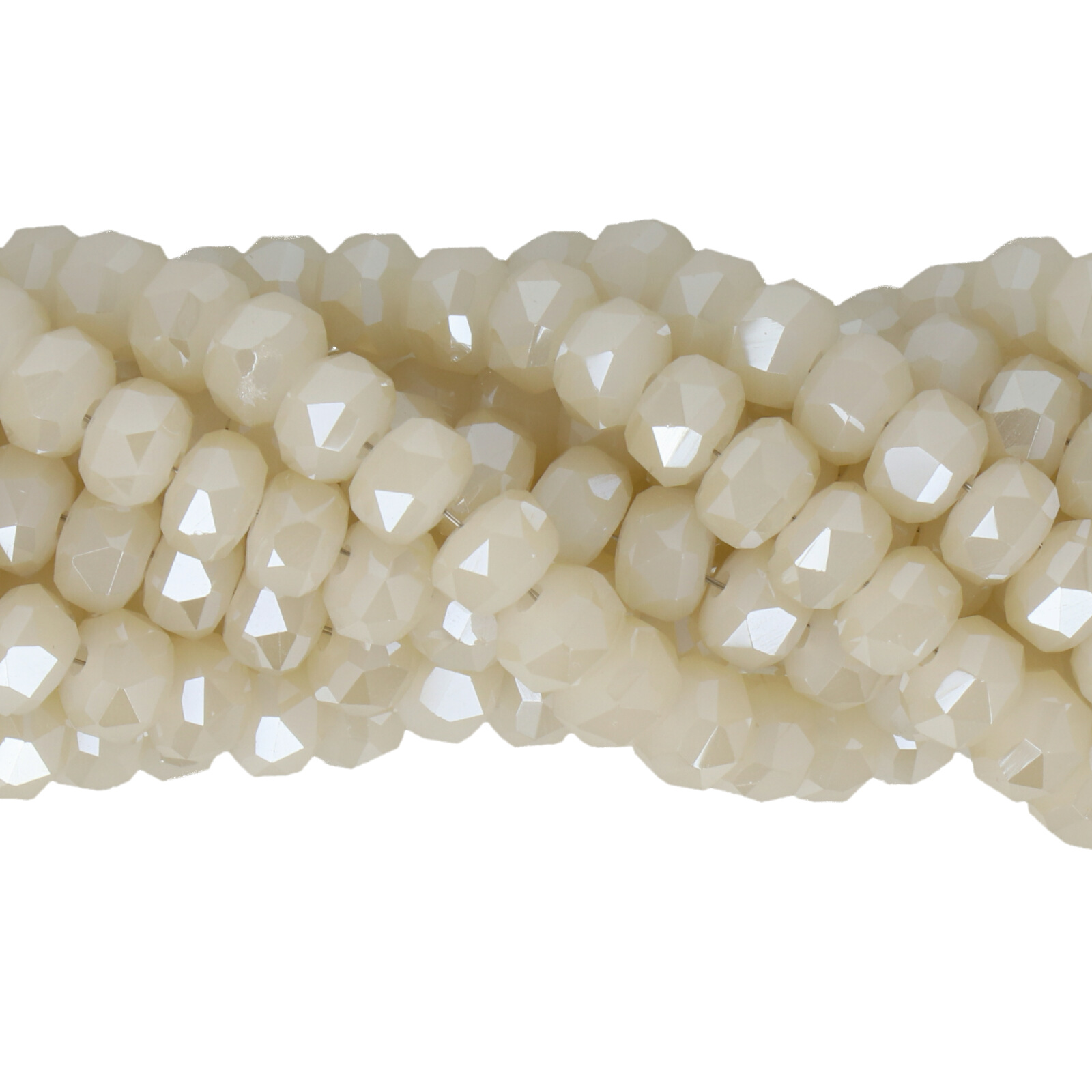opaque vanilla ab chinese crystal faceted heishi 6x4,5mm | 1 strand