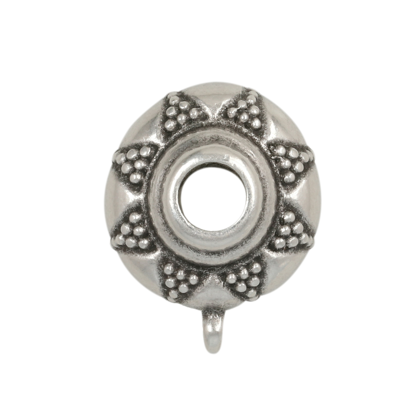 antique silver plated roundelle bail 18x14mm | 1pc