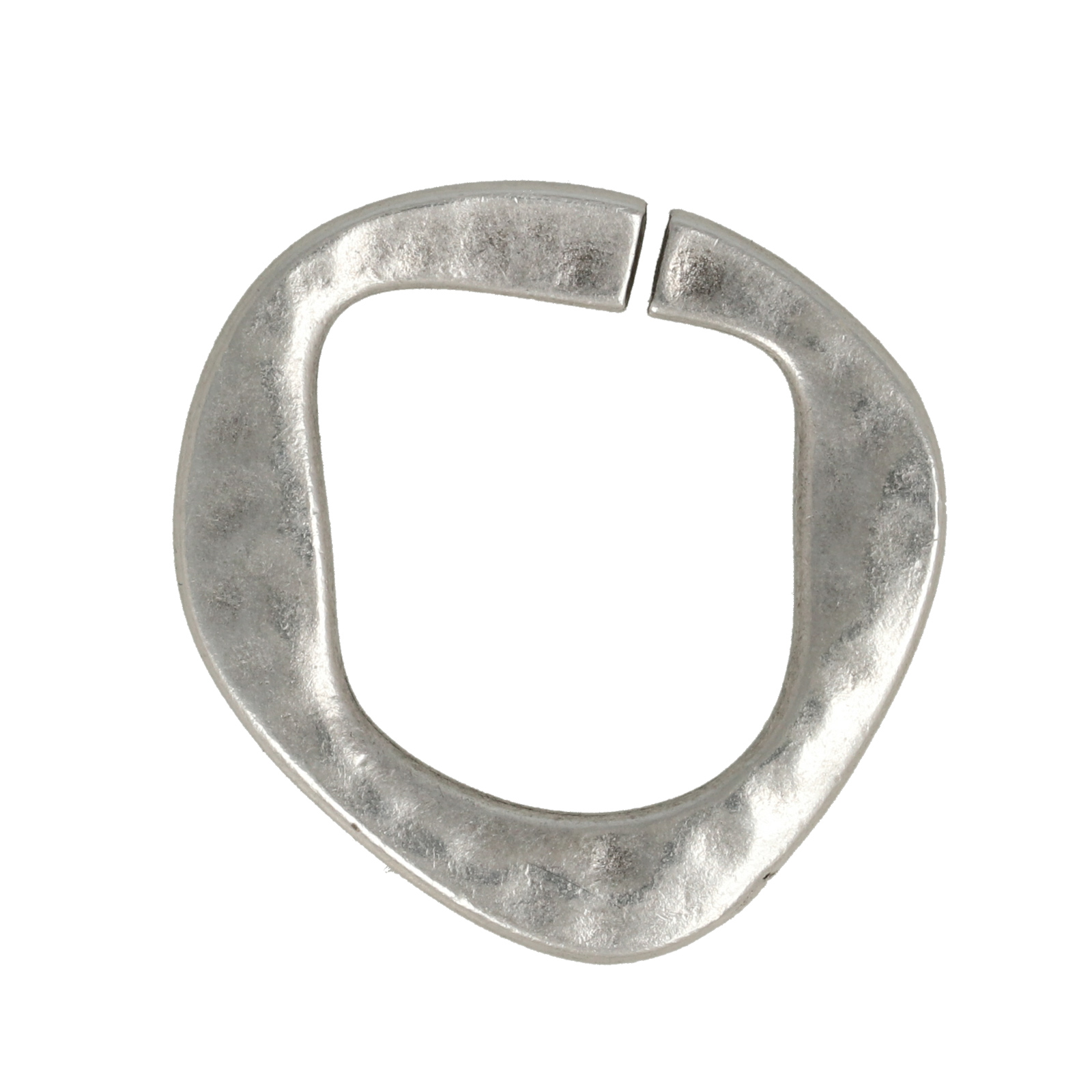 antique silver plated asymmetrical hammered hoop 26x24mm | 1pc