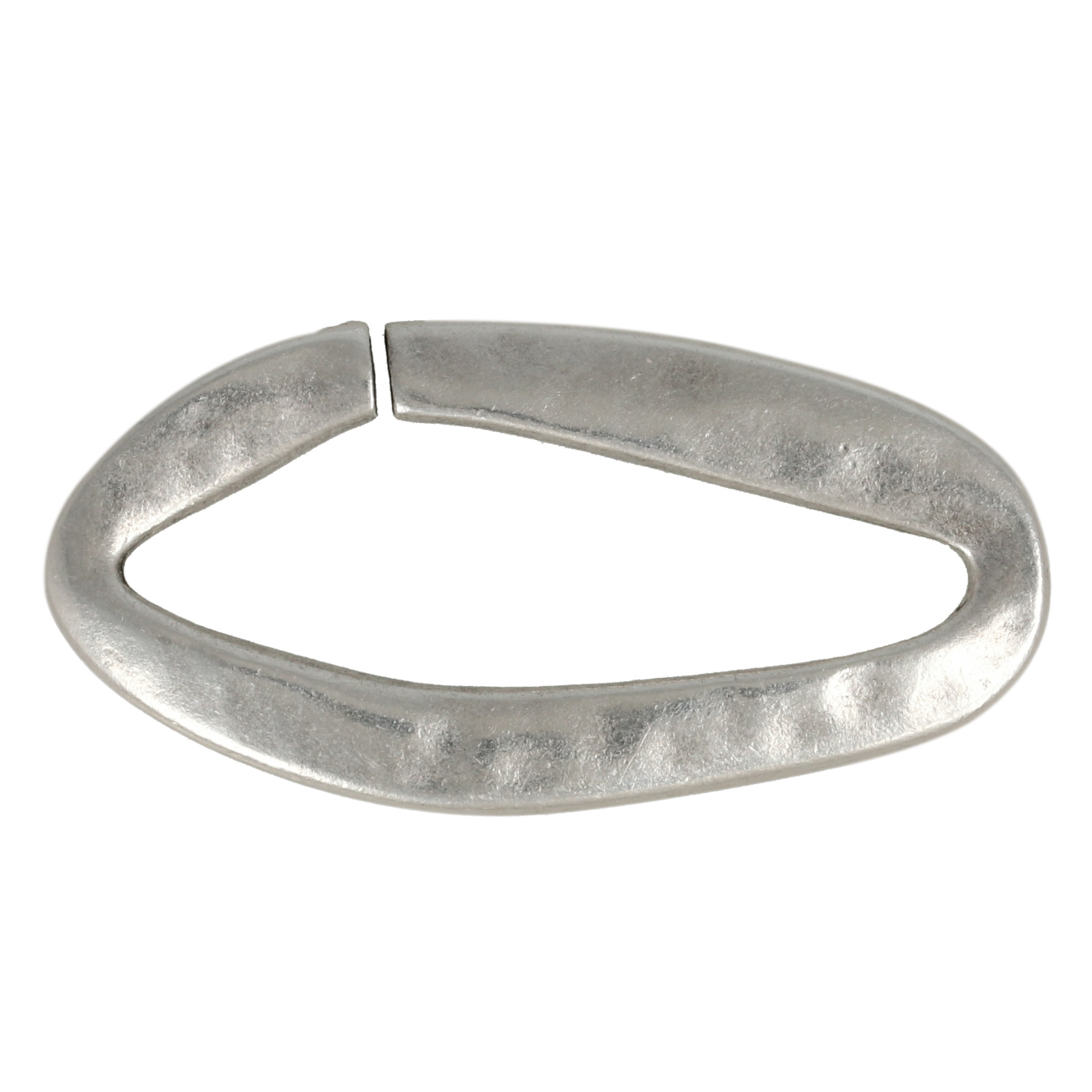 antique silver plated asymmetrical hammered oval 36x18mm | 1pc