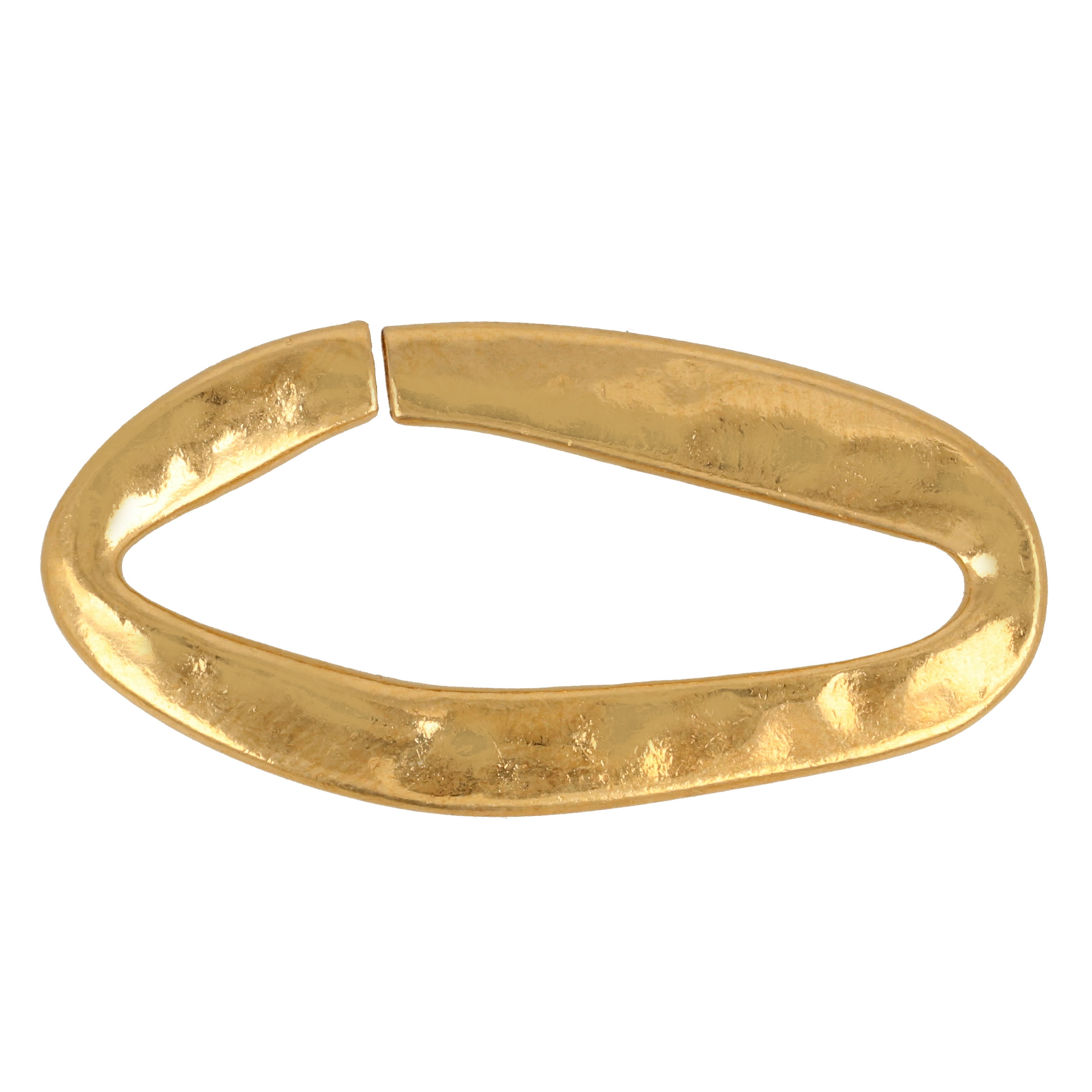 gold plated asymmetrical hammered oval 36x18mm | 1pc