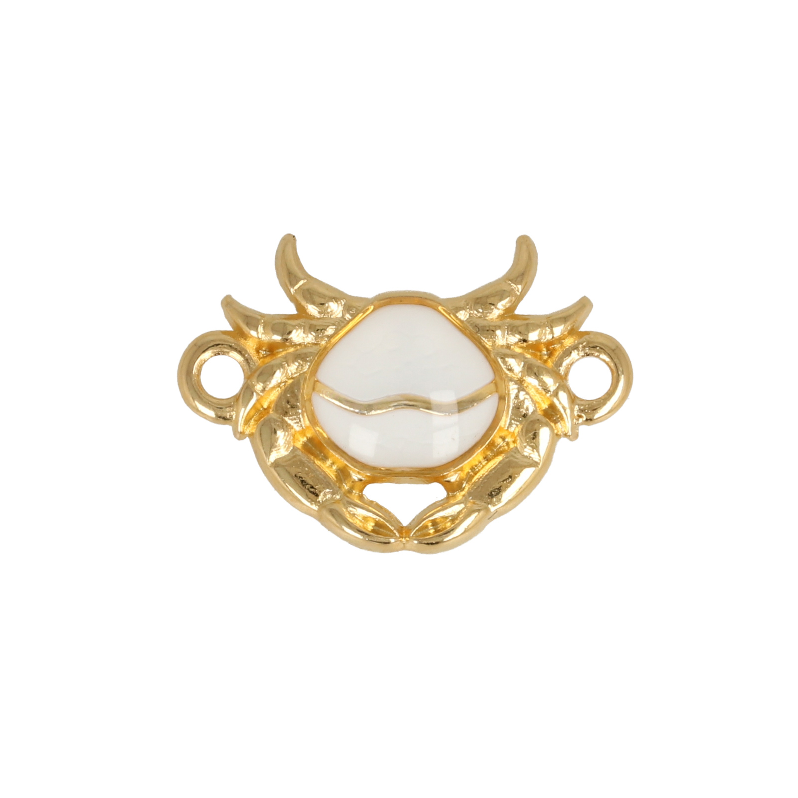 gold plated white enameled crab link 20x14mm | 1pc