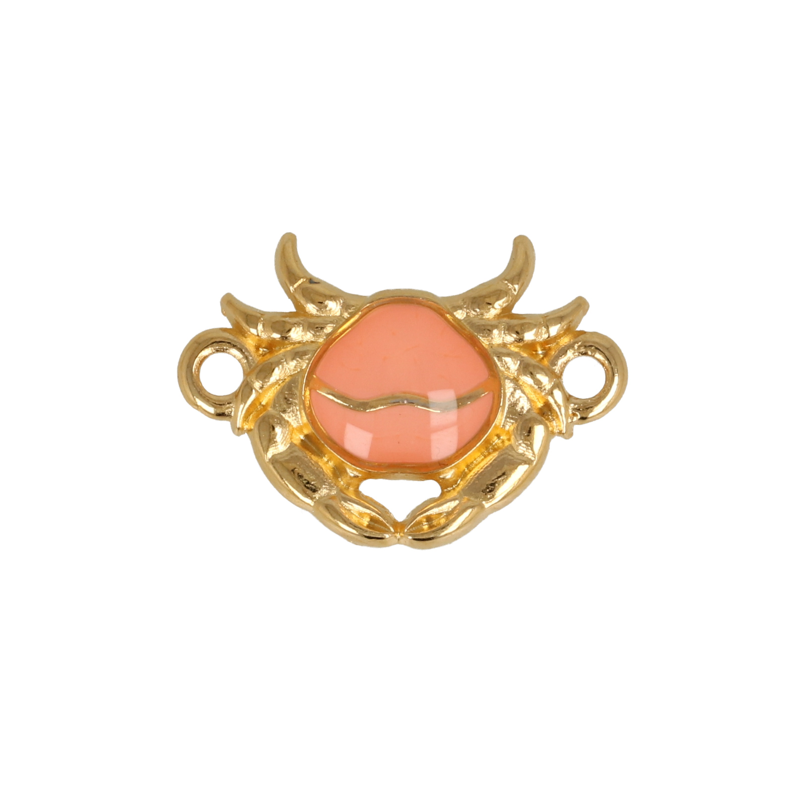 gold plated orange enameled crab link 20x14mm | 1pc