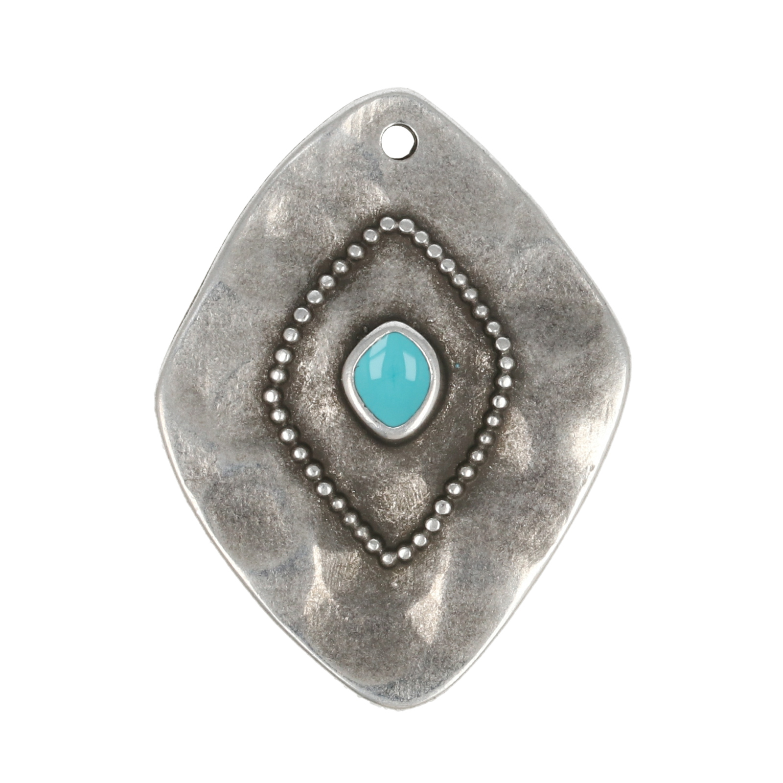 anhänger emailliert antik versilbert rhombus 28x22mm | 1st