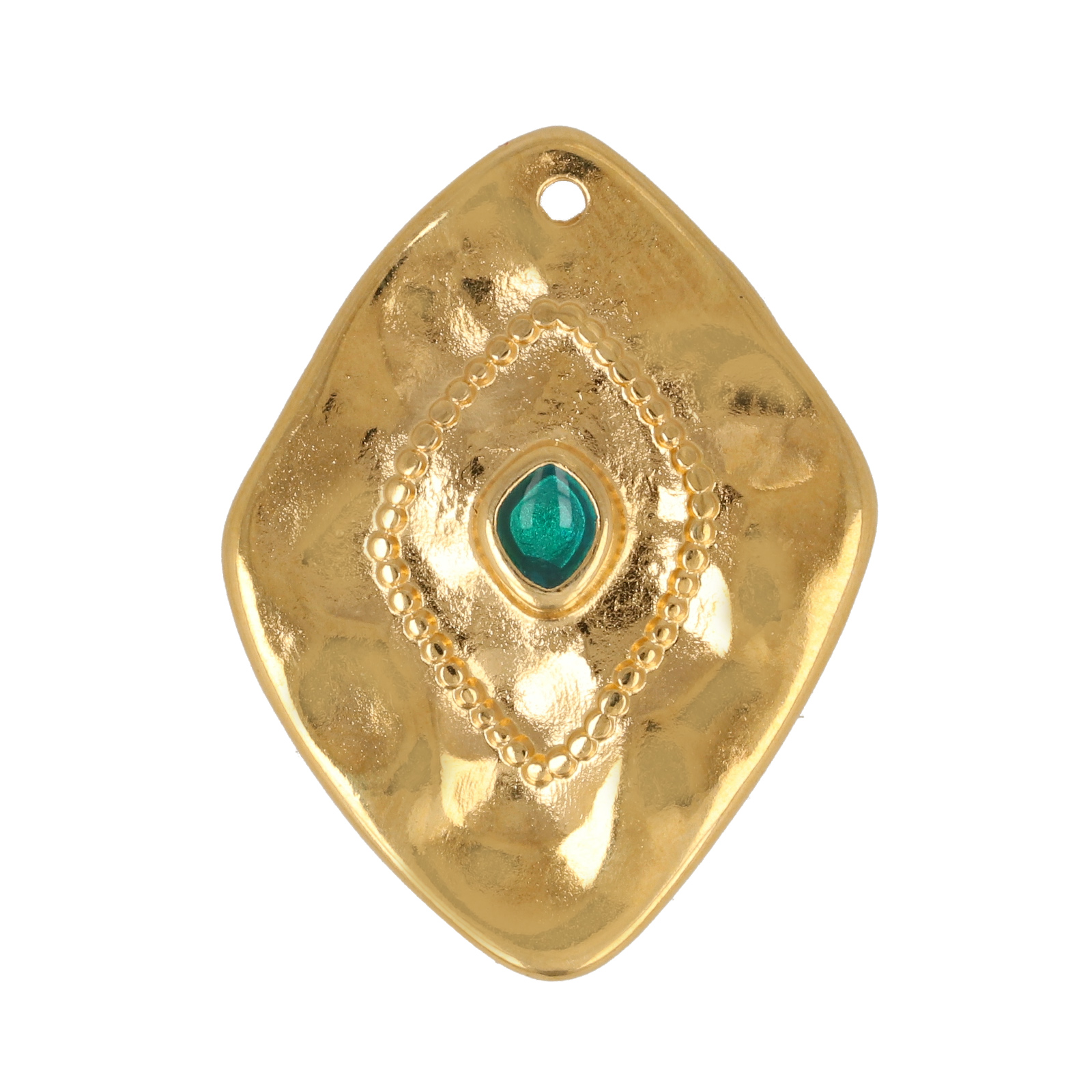 gold plated enameled rhombus pendant 28x22mm | 1pc