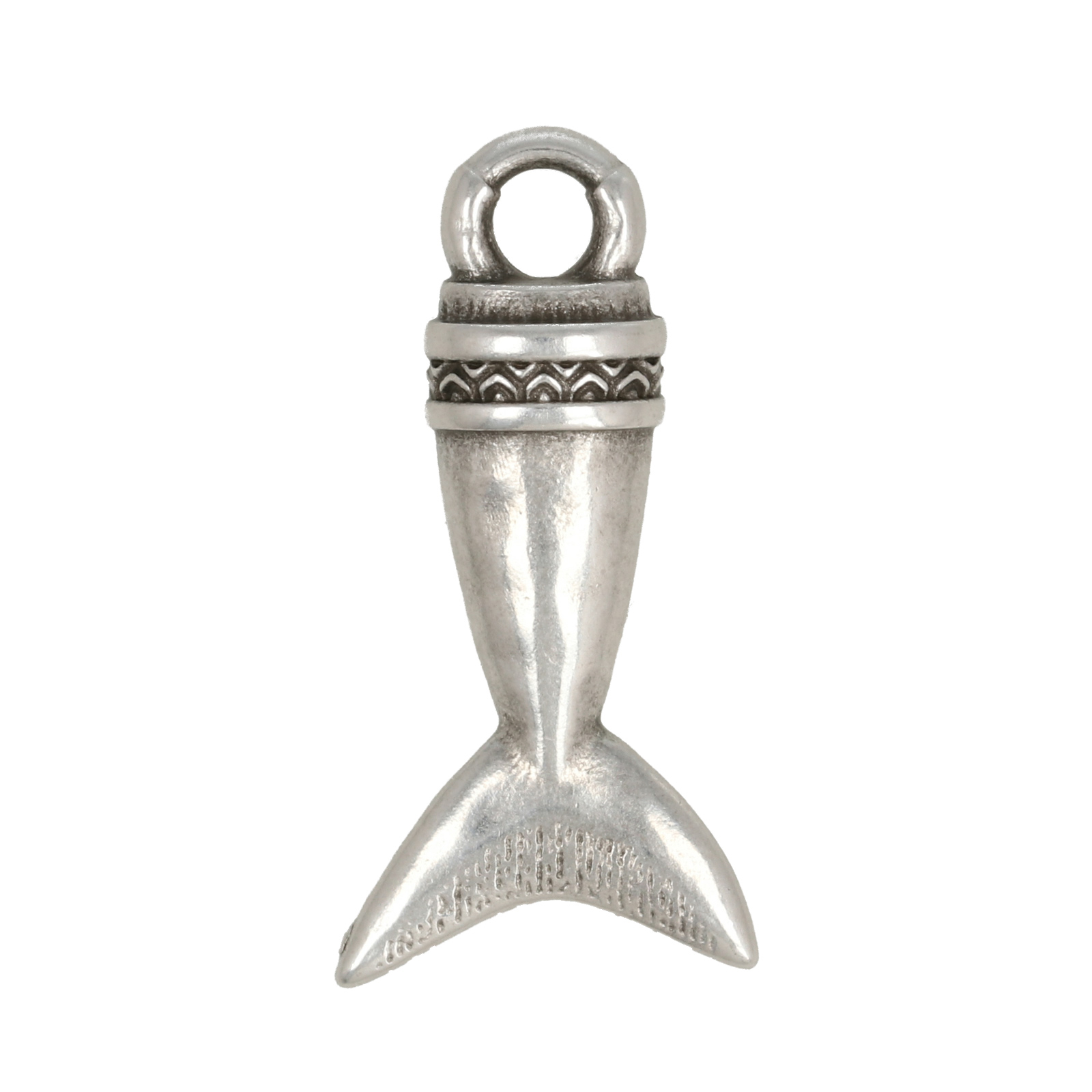 antique silver plated fish tail pendant 28x14mm | 2pc