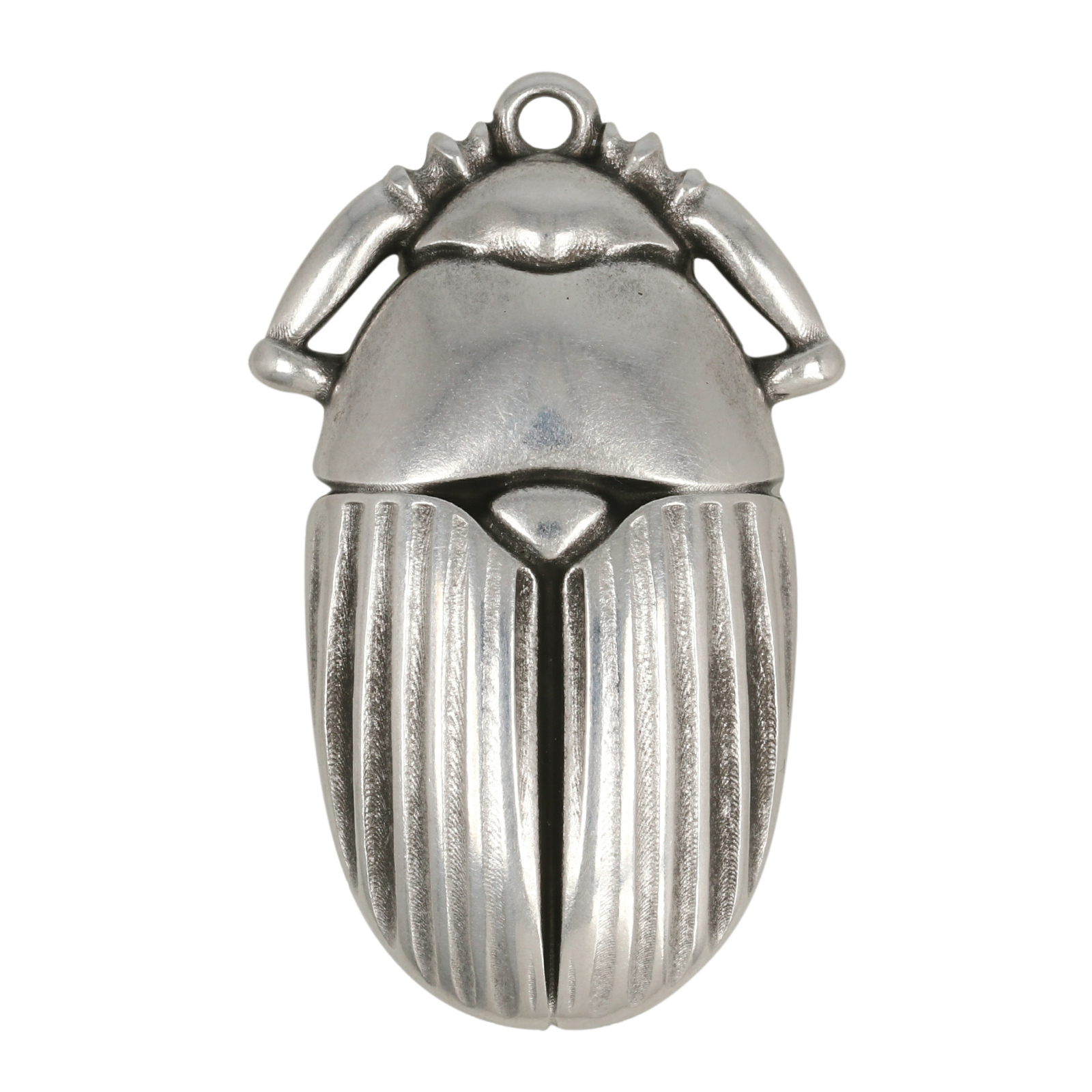 antique silver plated scarab pendant 40x20mm | 1pc