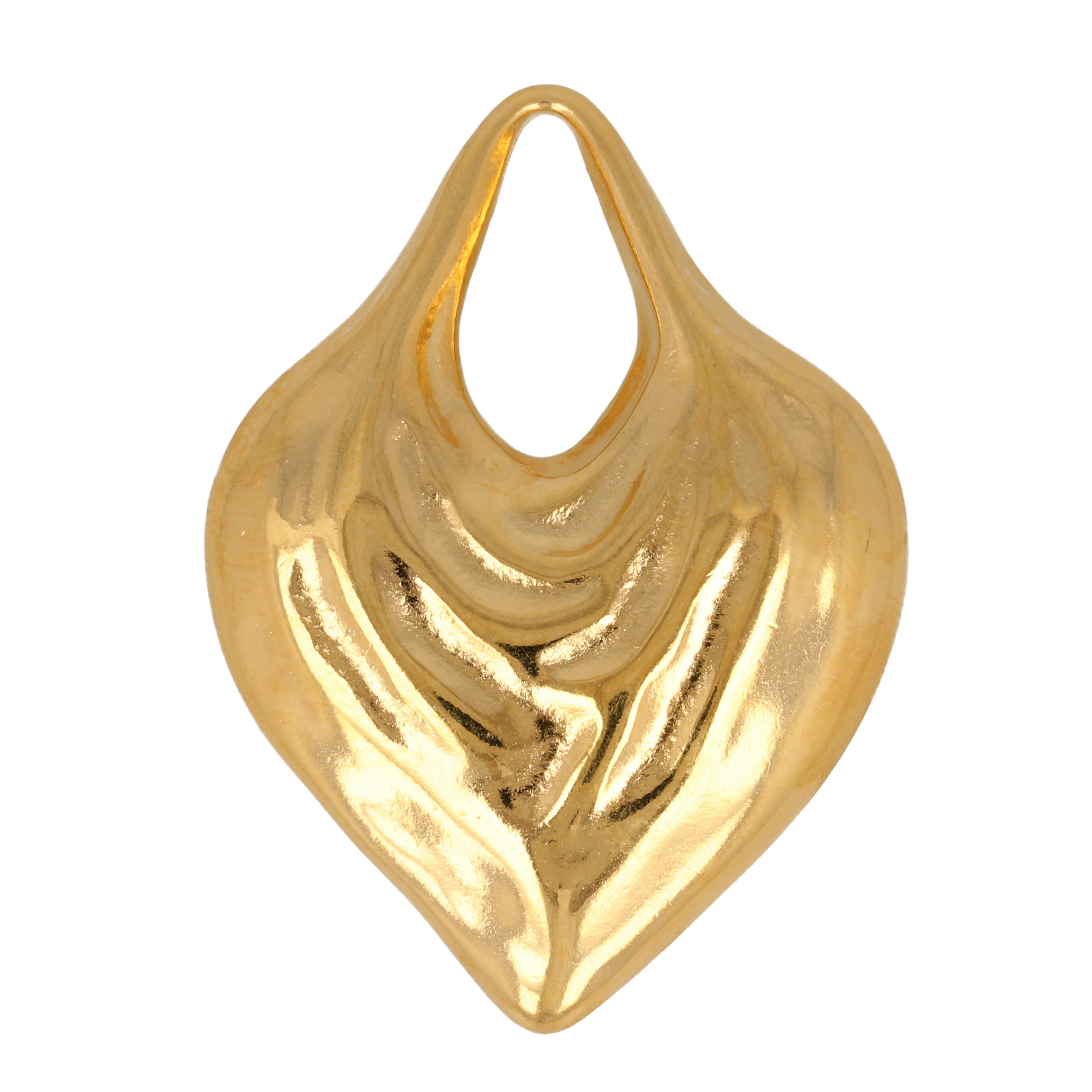 gold plated heart pendant 40x30mm | 1pc