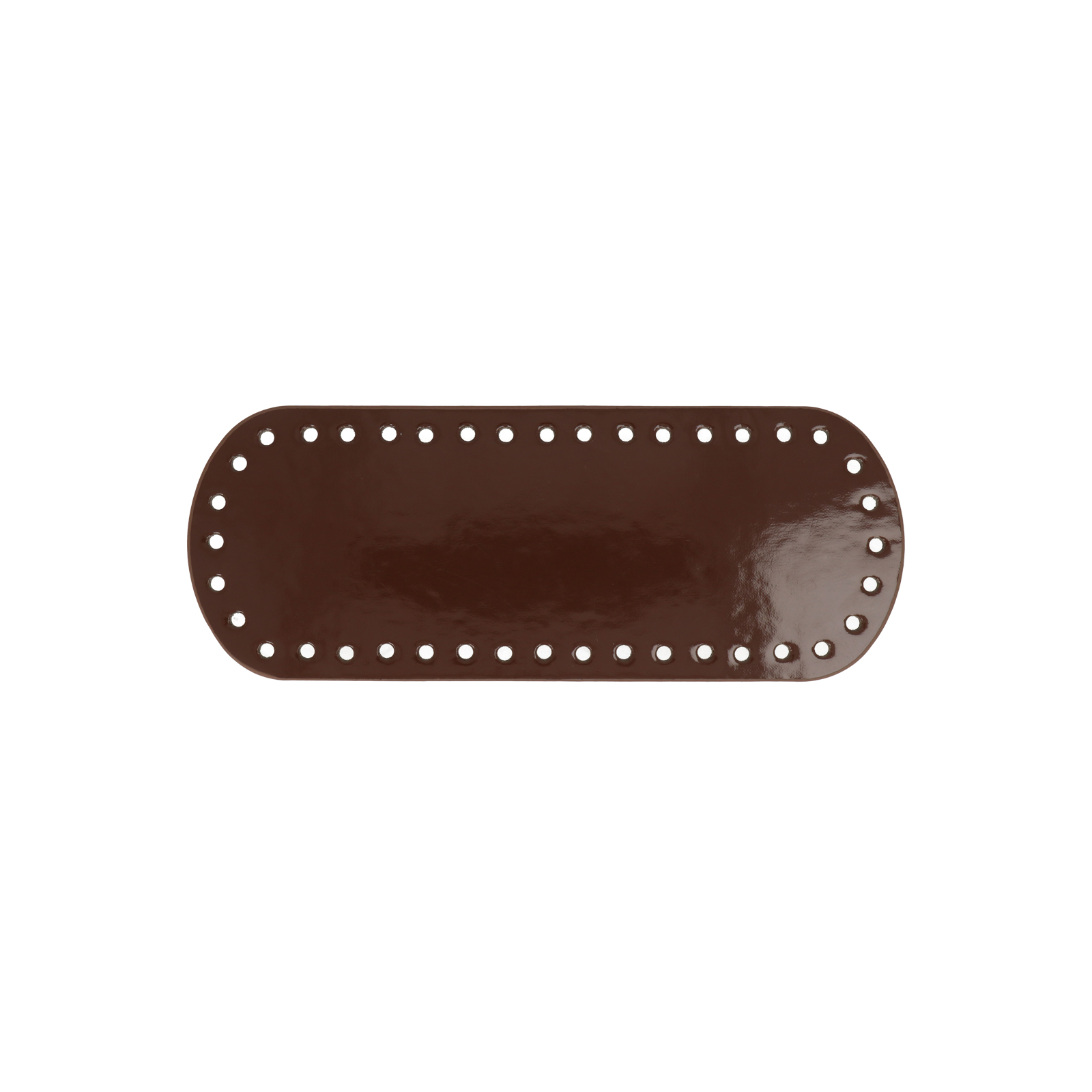 brown polished pu leather bottom bag oval 21x8cm | 1pc