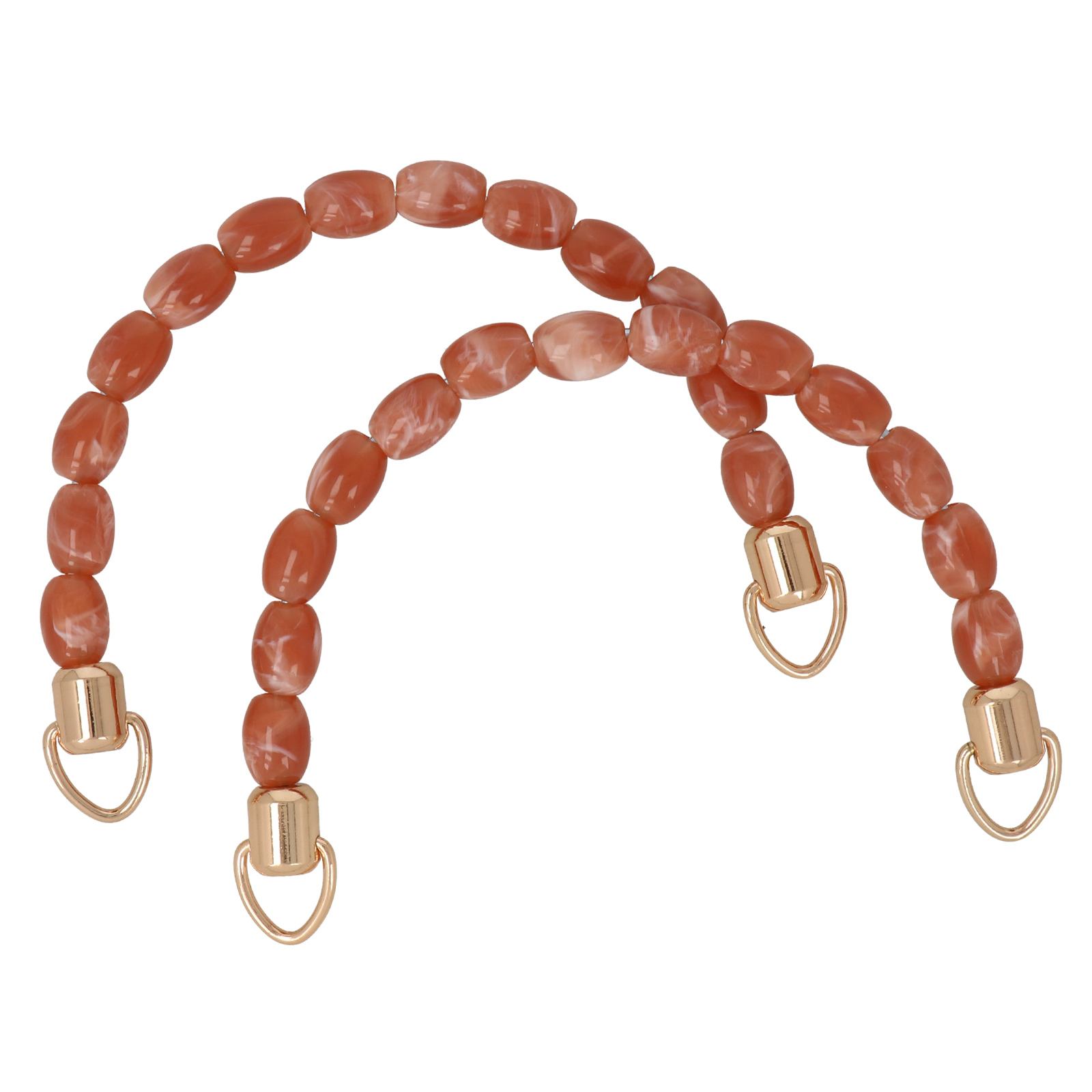 acrylic handle with marbled coral pearls 16mm - 14x10cm | 2pc