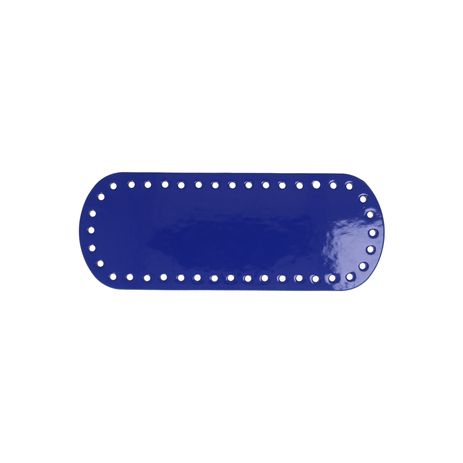 blue polished pu leather bottom bag oval 21x8cm | 1pc