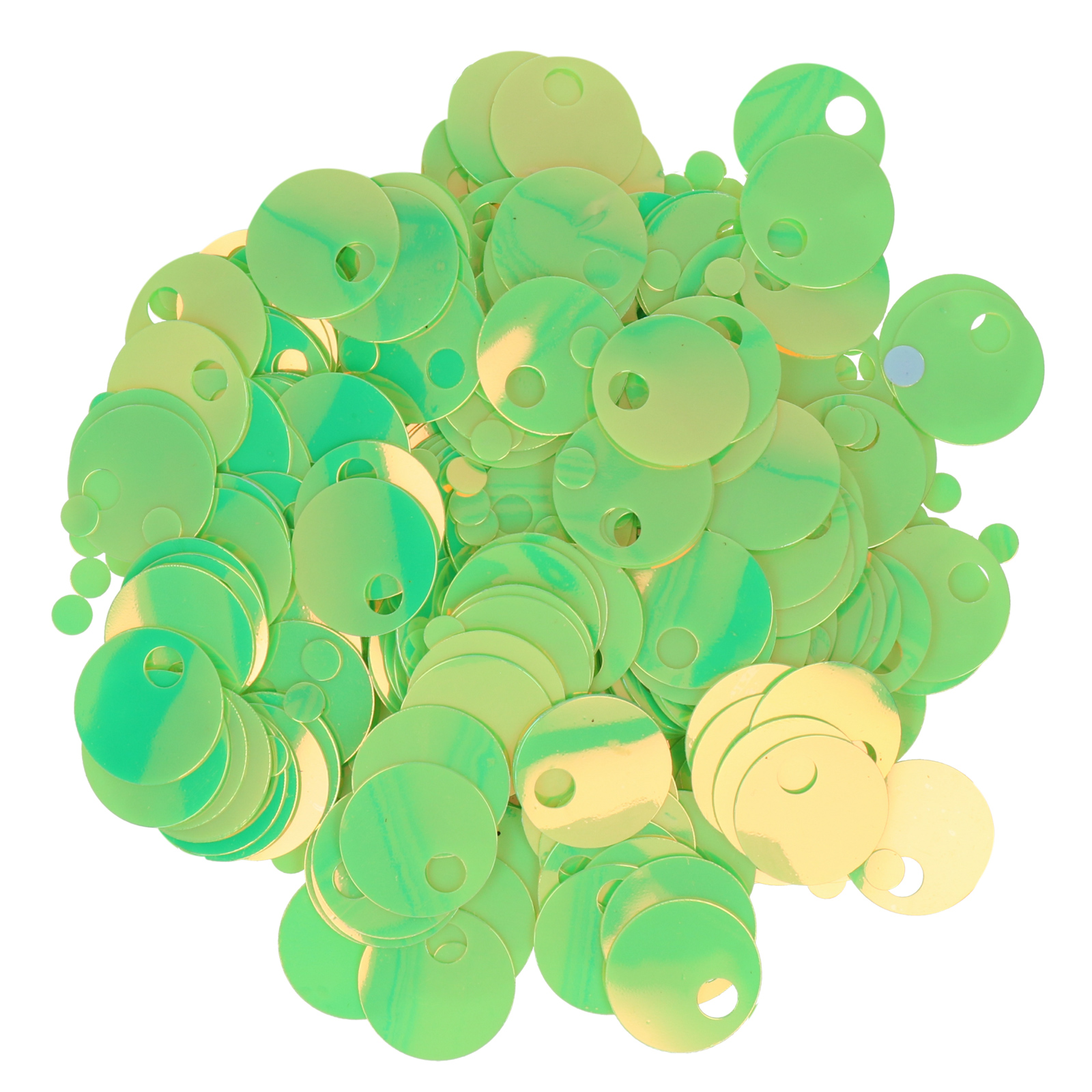 smooth sequins for bags holo lime 20mm - hole 5mm | 40gr