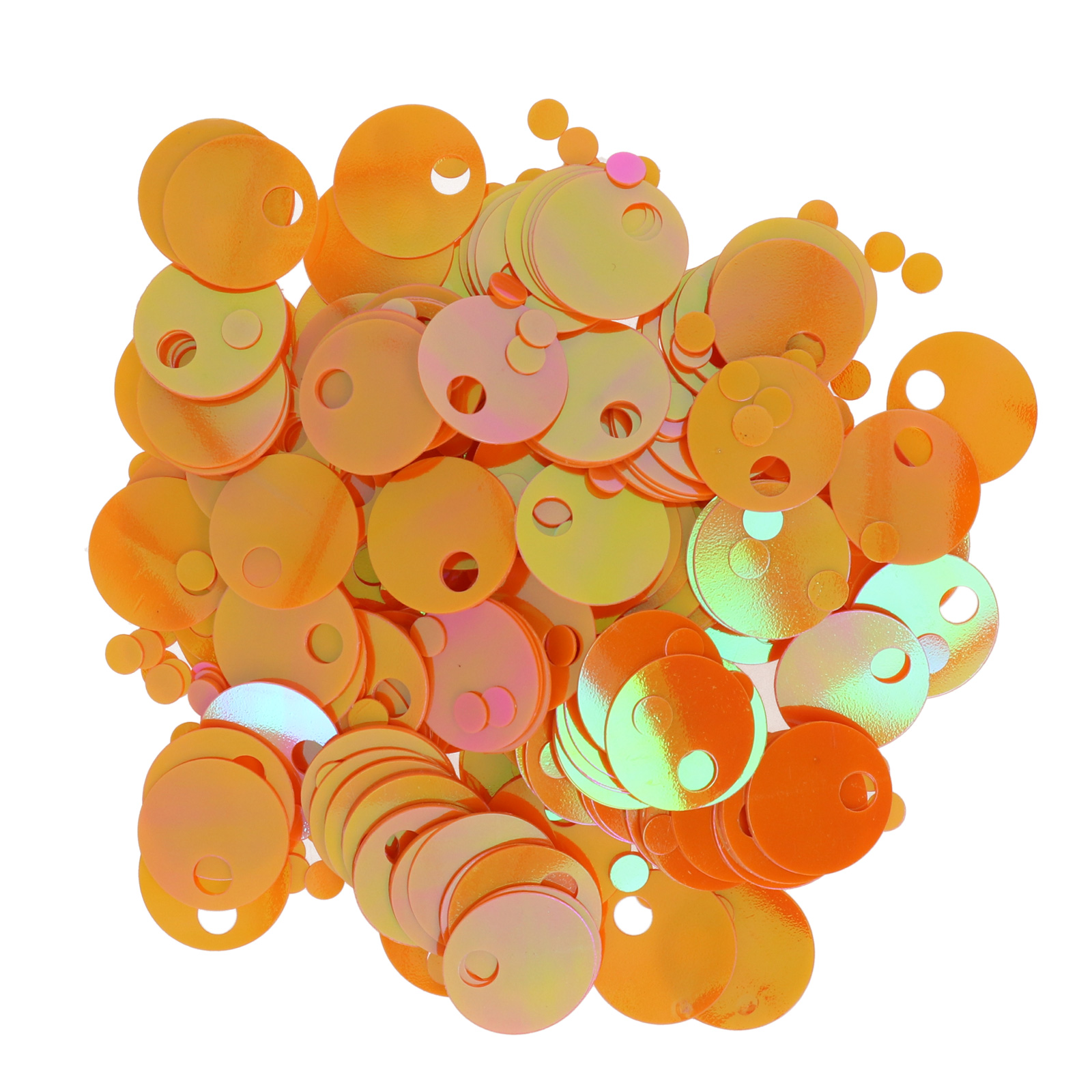 smooth sequins for bags aurora orange 20mm - hole 5mm | 40gr