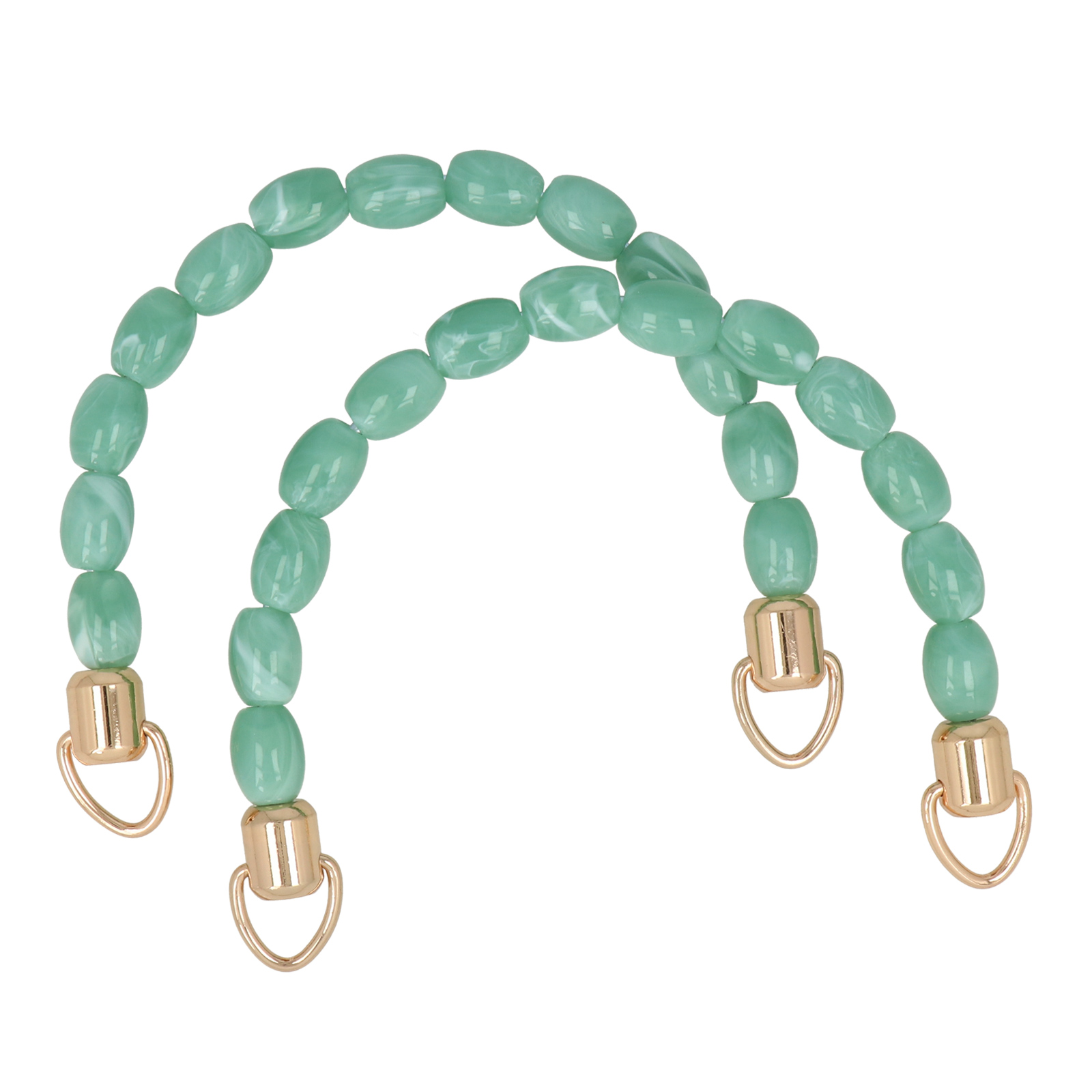 acrylic handle with marbled mint pearls 16mm - 14x10cm | 2pc