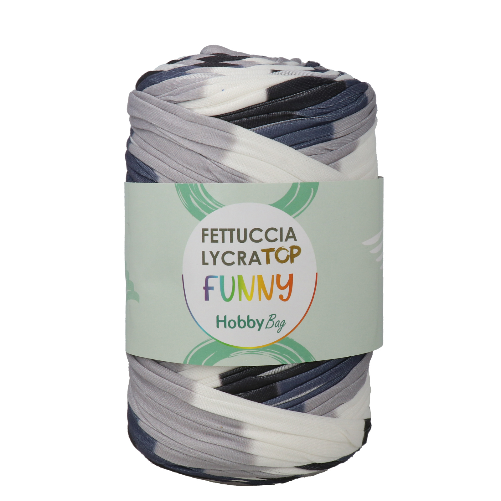 hobbybag t-shirt yarn lycra top funny - black & white (77) - 400gr (105mt) | 1pc