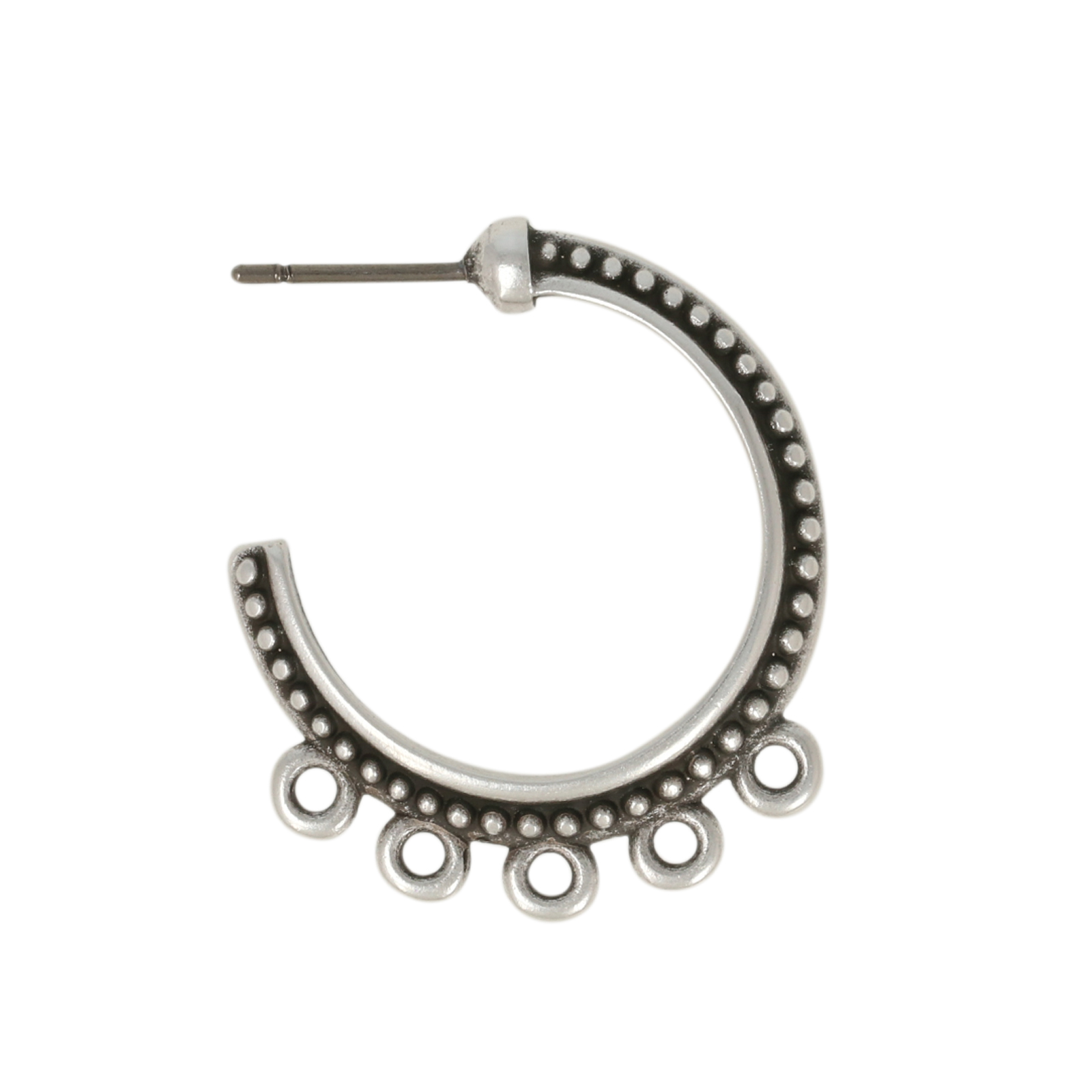 antique silver plated 5 ring hoop earring 26x4mm | 2pc