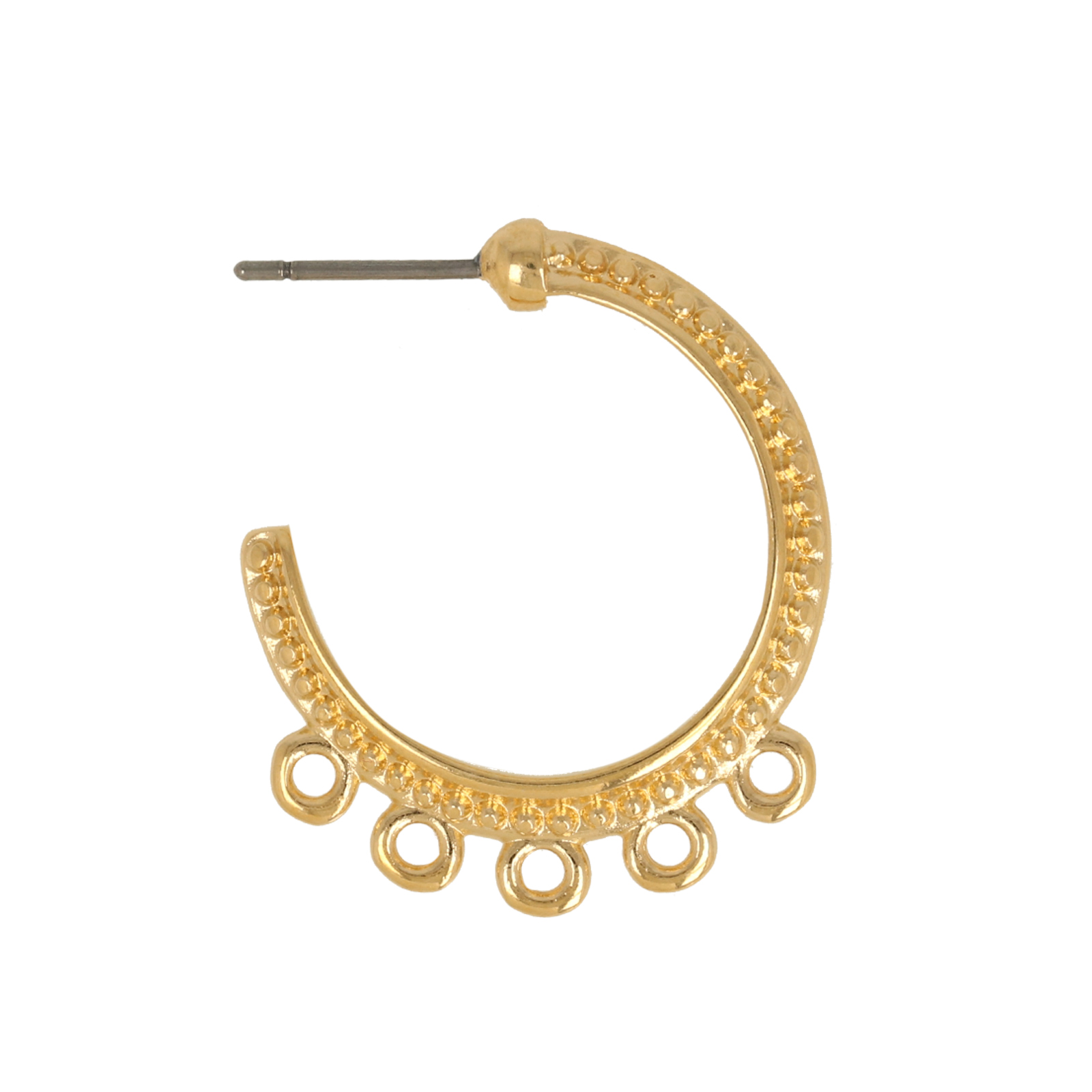 antique silver plated 5 ring hoop earring 26x4mm | 2pc