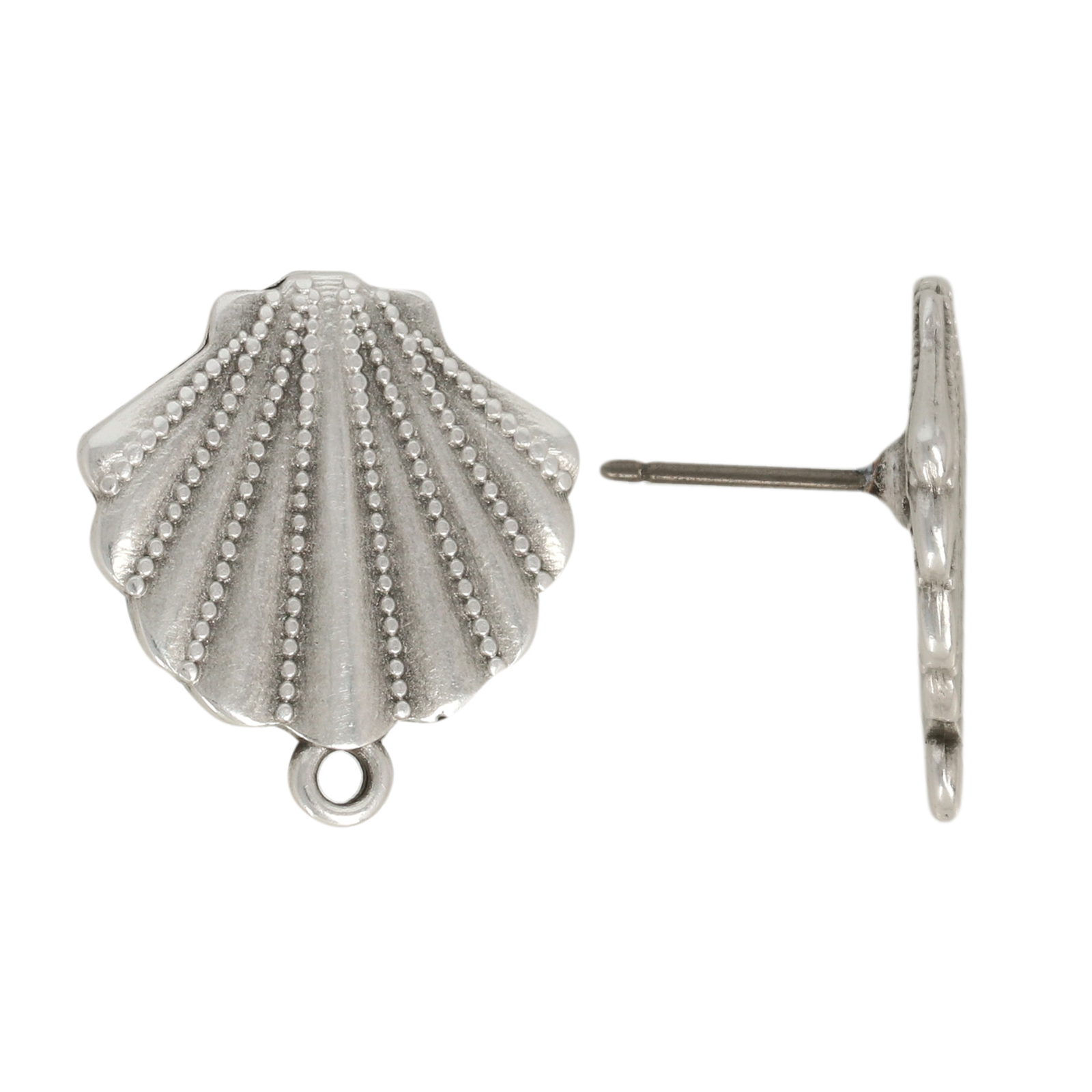 post earrings shell antique silver plated 18mm | 2pc