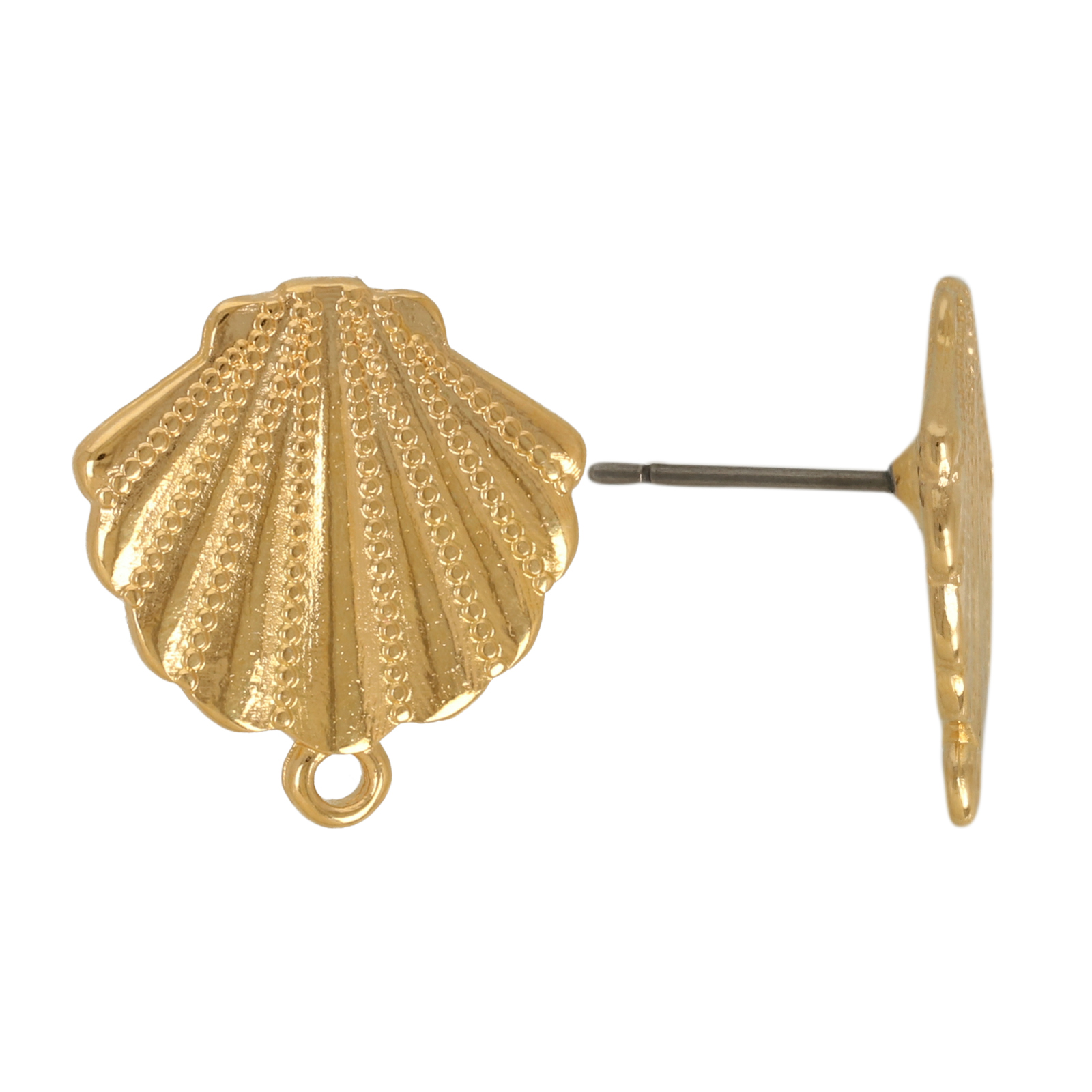 post earrings shell gold plated 18mm | 2pc