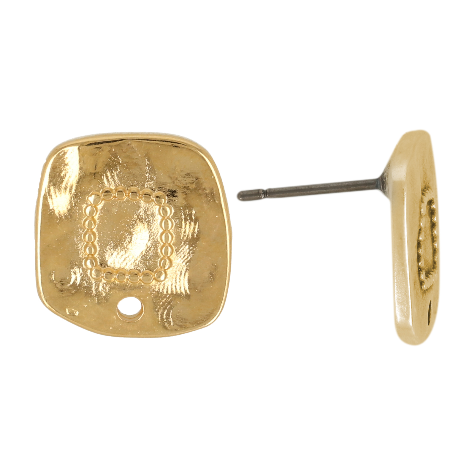 post earrings square gold plated 15mm | 2pc