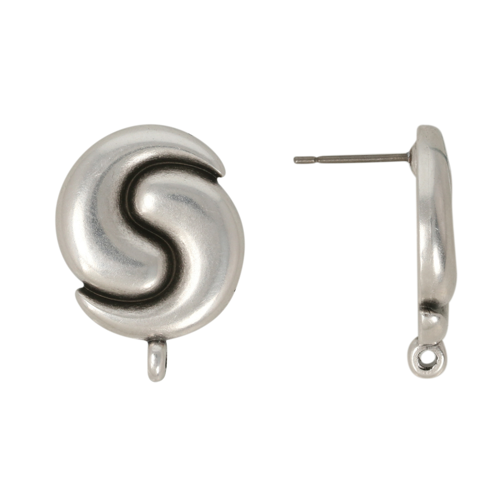 post earrings yin yang antique silver plated 18mm | 2pc