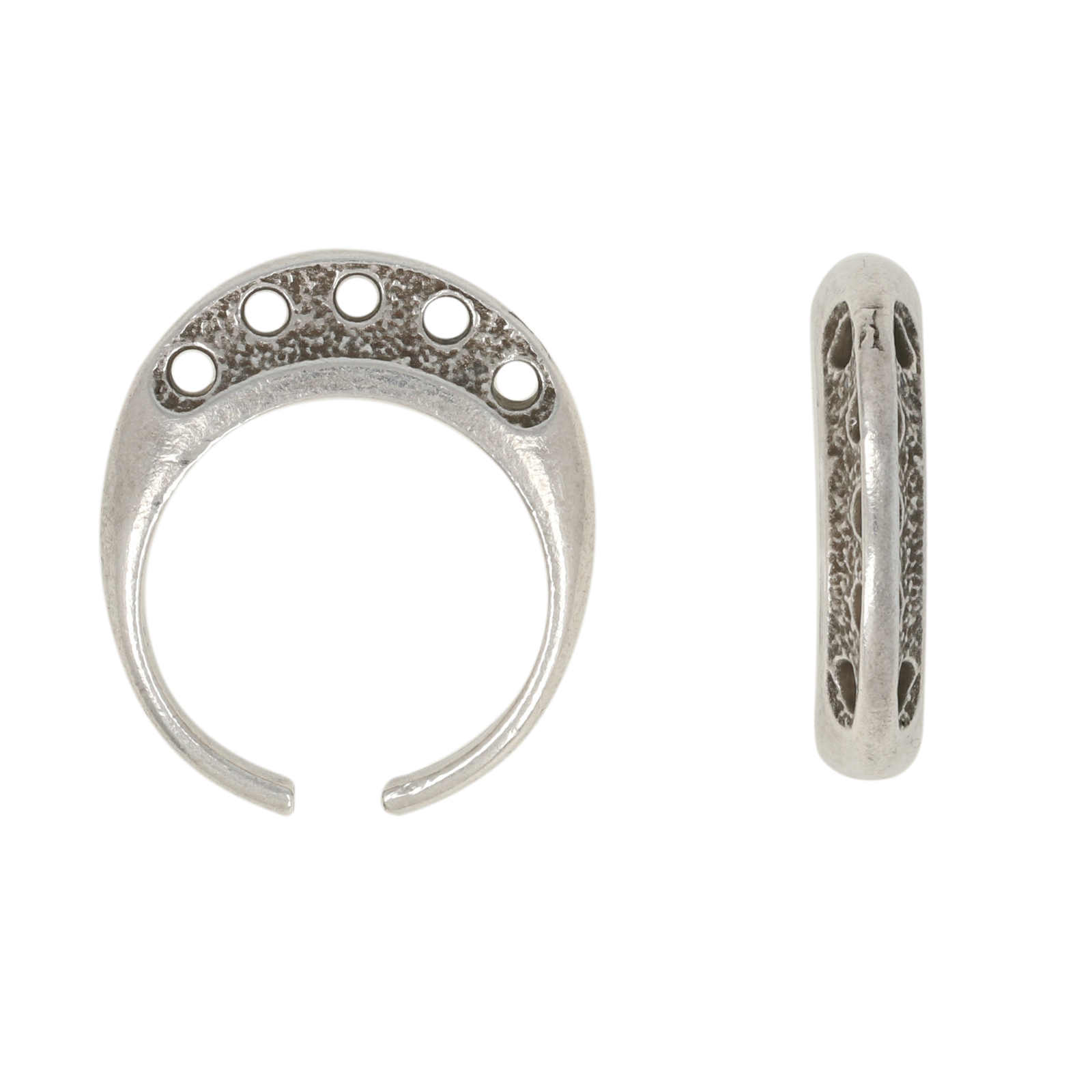 adjustable antique silver plated radiant base ring with 5 hole | 1pc