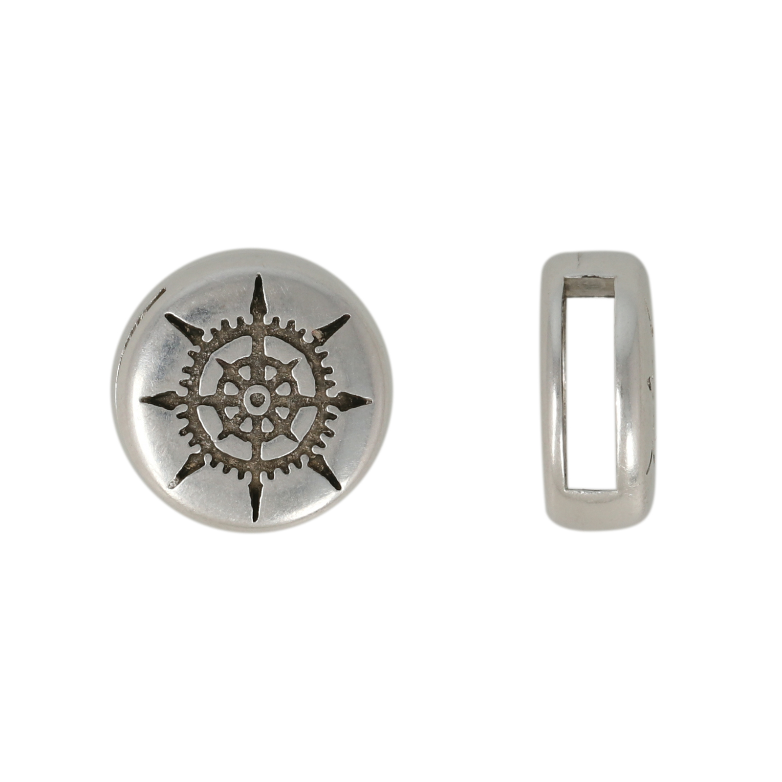 antique silver plated bead compass 13mm | 2pc