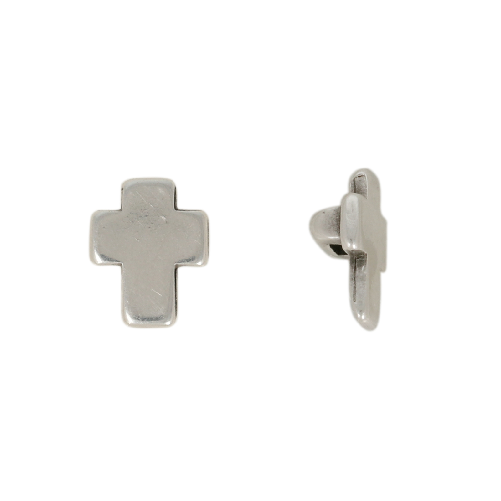 antique silver plated bead cross 9x6mm | 4pc