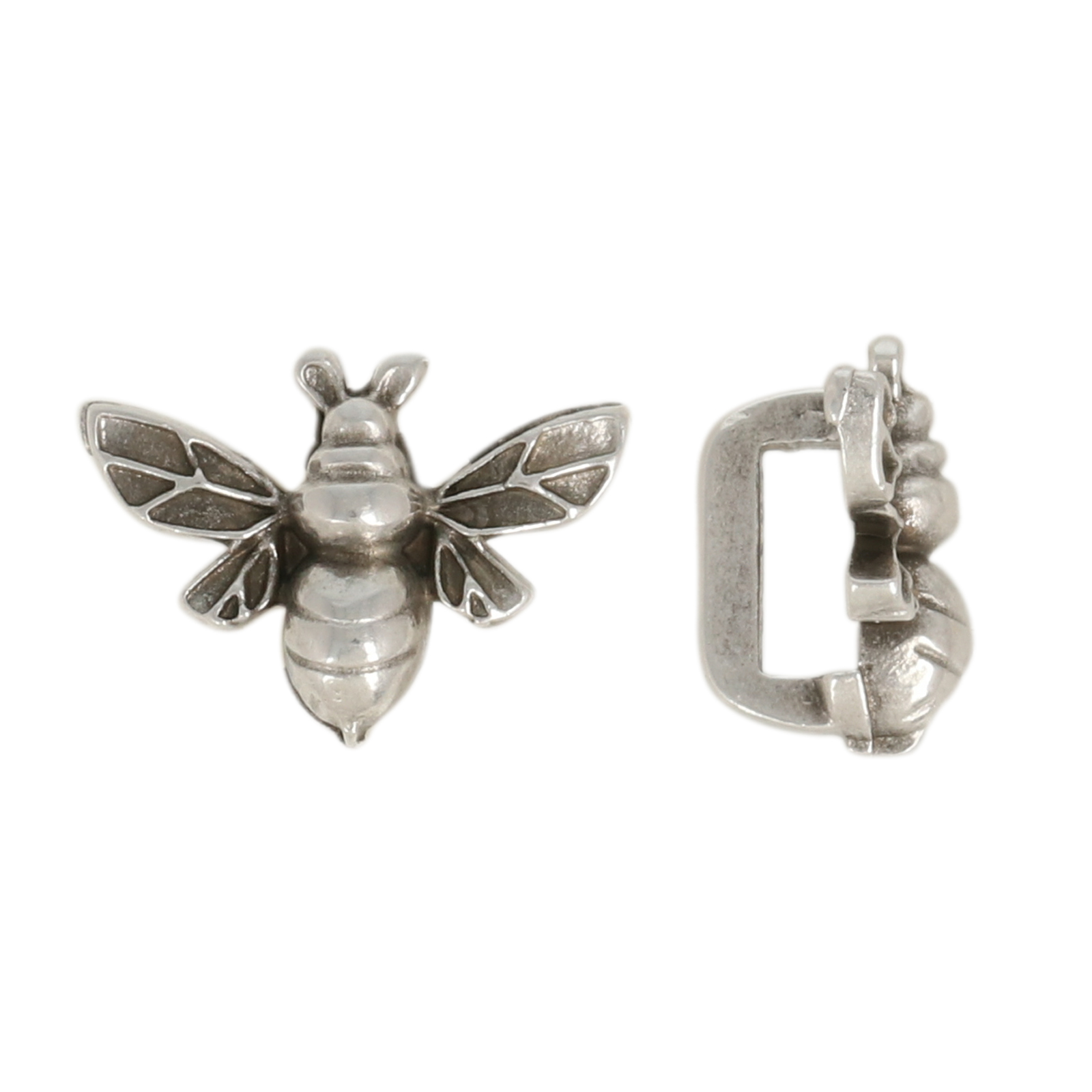 antique silver plated bead bee 13x10mm | 4pc
