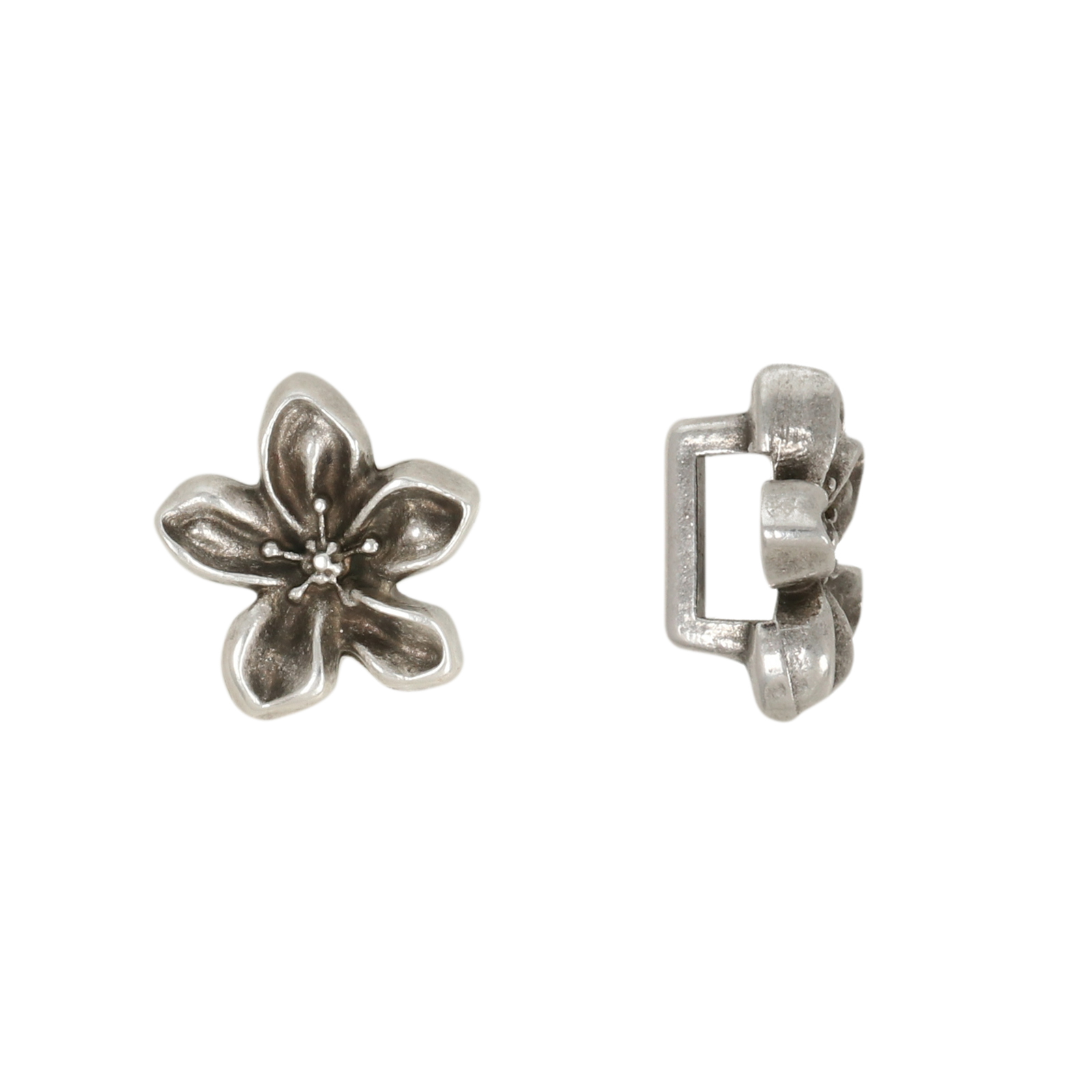 antique silver plated bead flower 10mm | 2pc