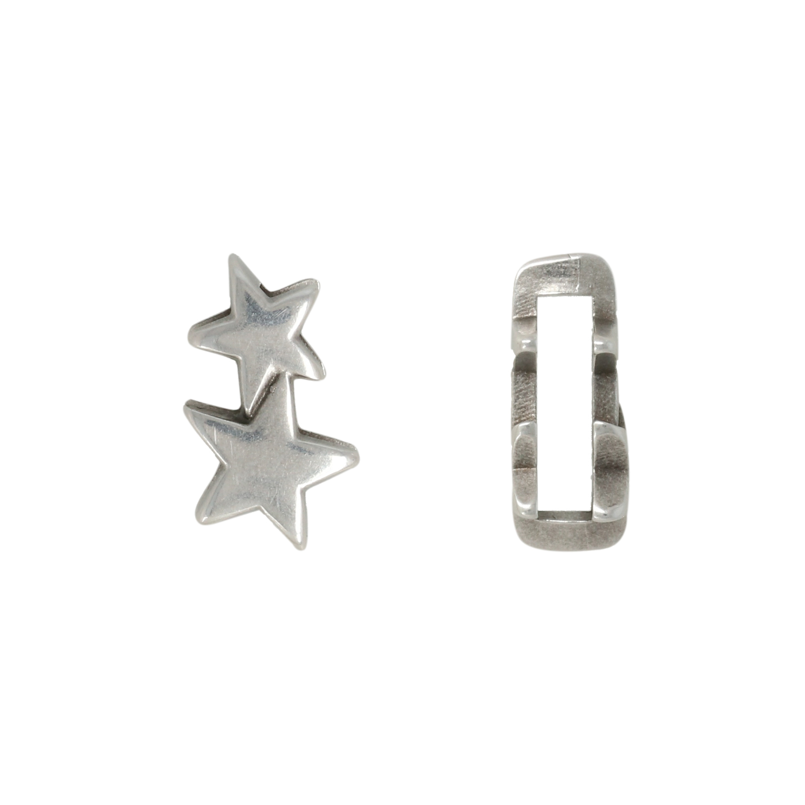 antique silver plated bead star 12x7mm | 2pc