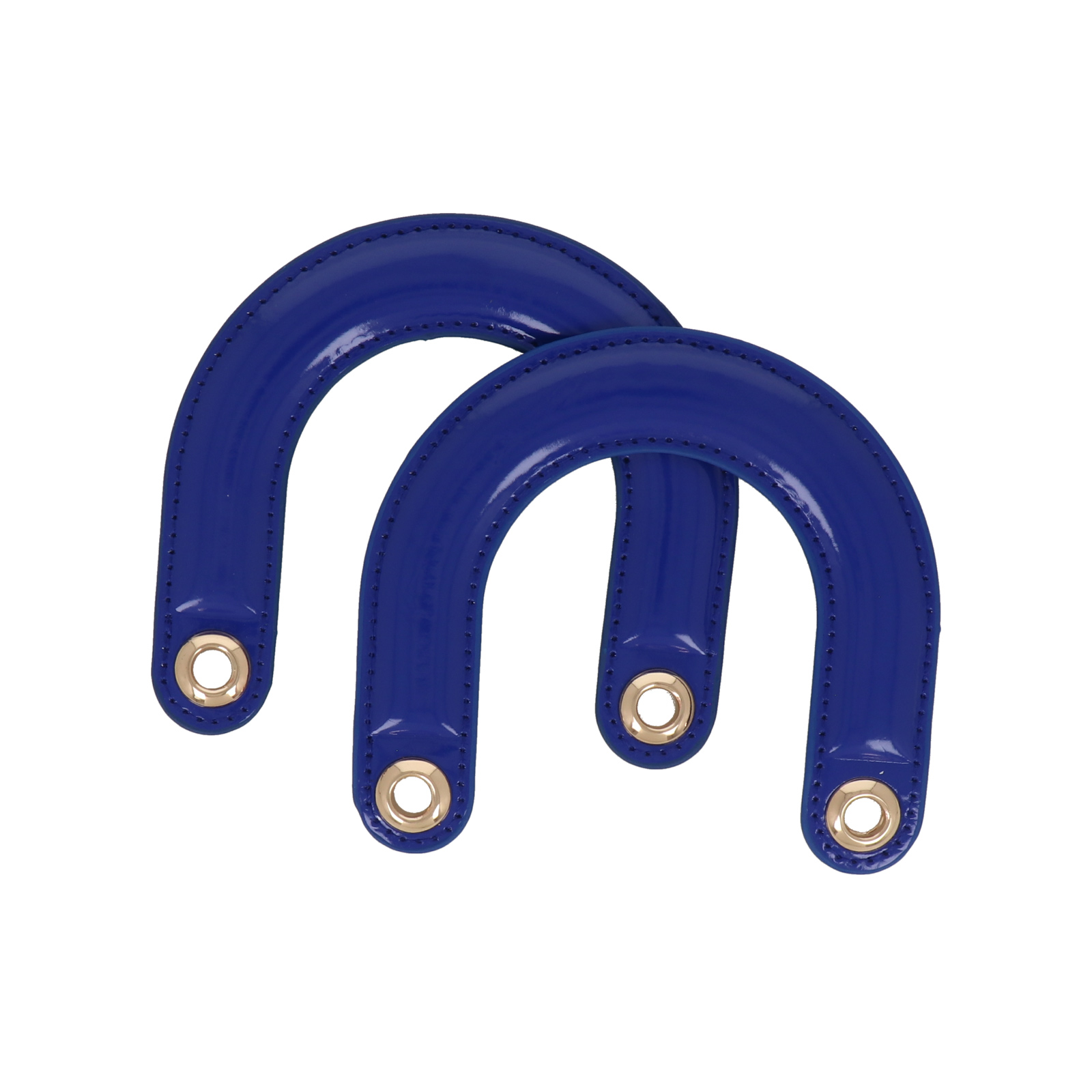 bag handle pu leather blue polished 12x10cm | 2pc