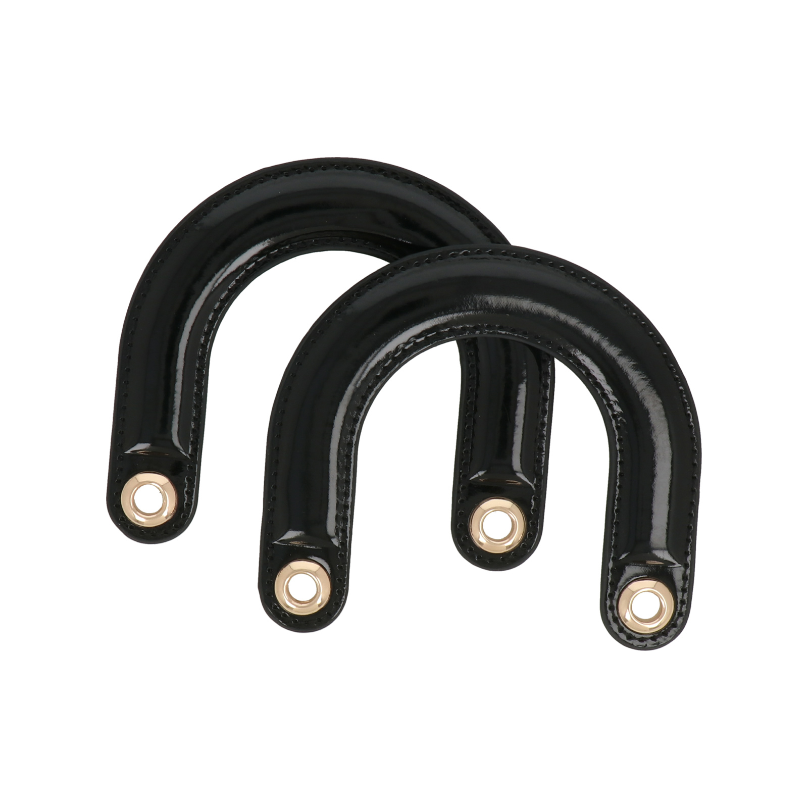 bag handle pu leather black polished 12x10cm | 2pc