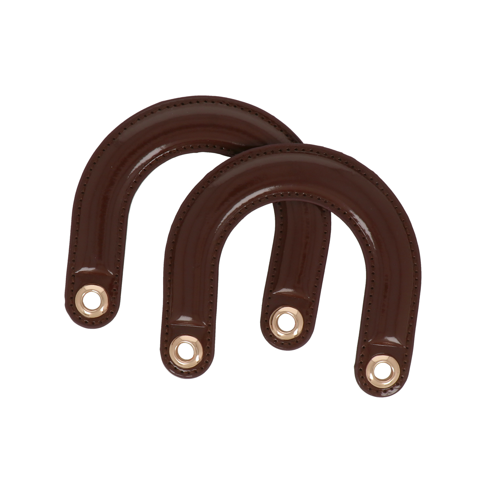 bag handle pu leather brown polished 12x10cm | 2pc