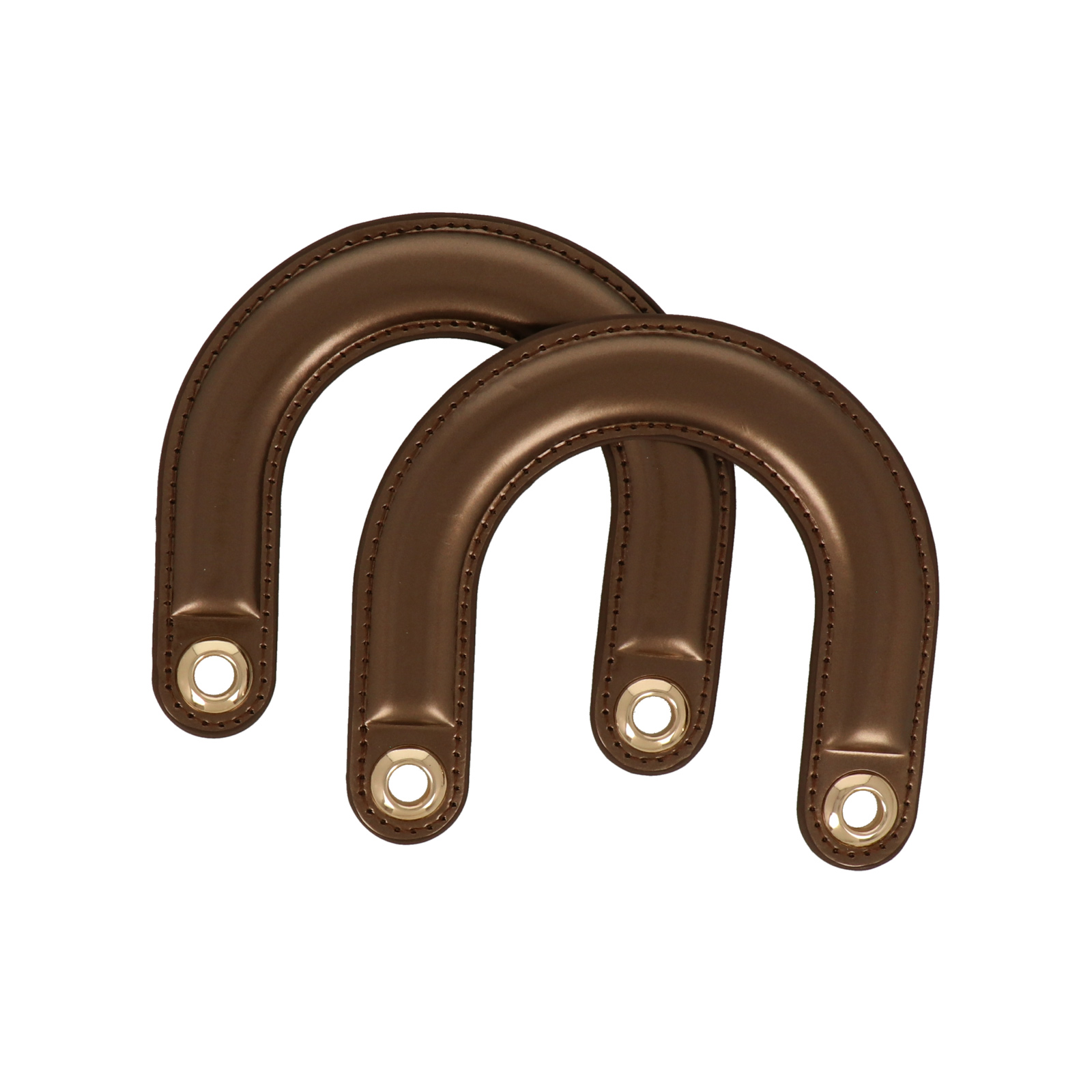bag handle pu leather bronze polished 12x10cm | 2pc