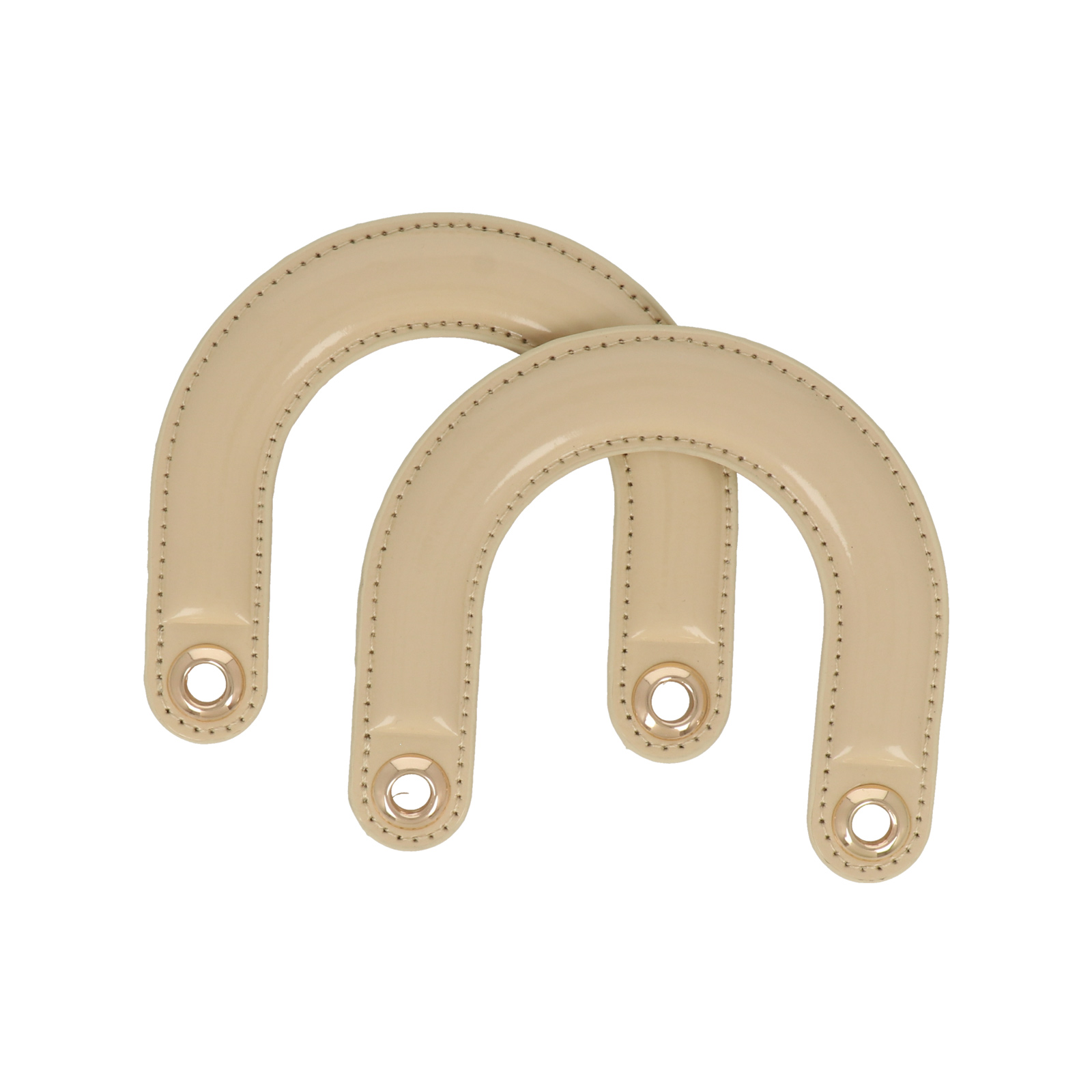 bag handle pu leather ivory polished 12x10cm | 2pc
