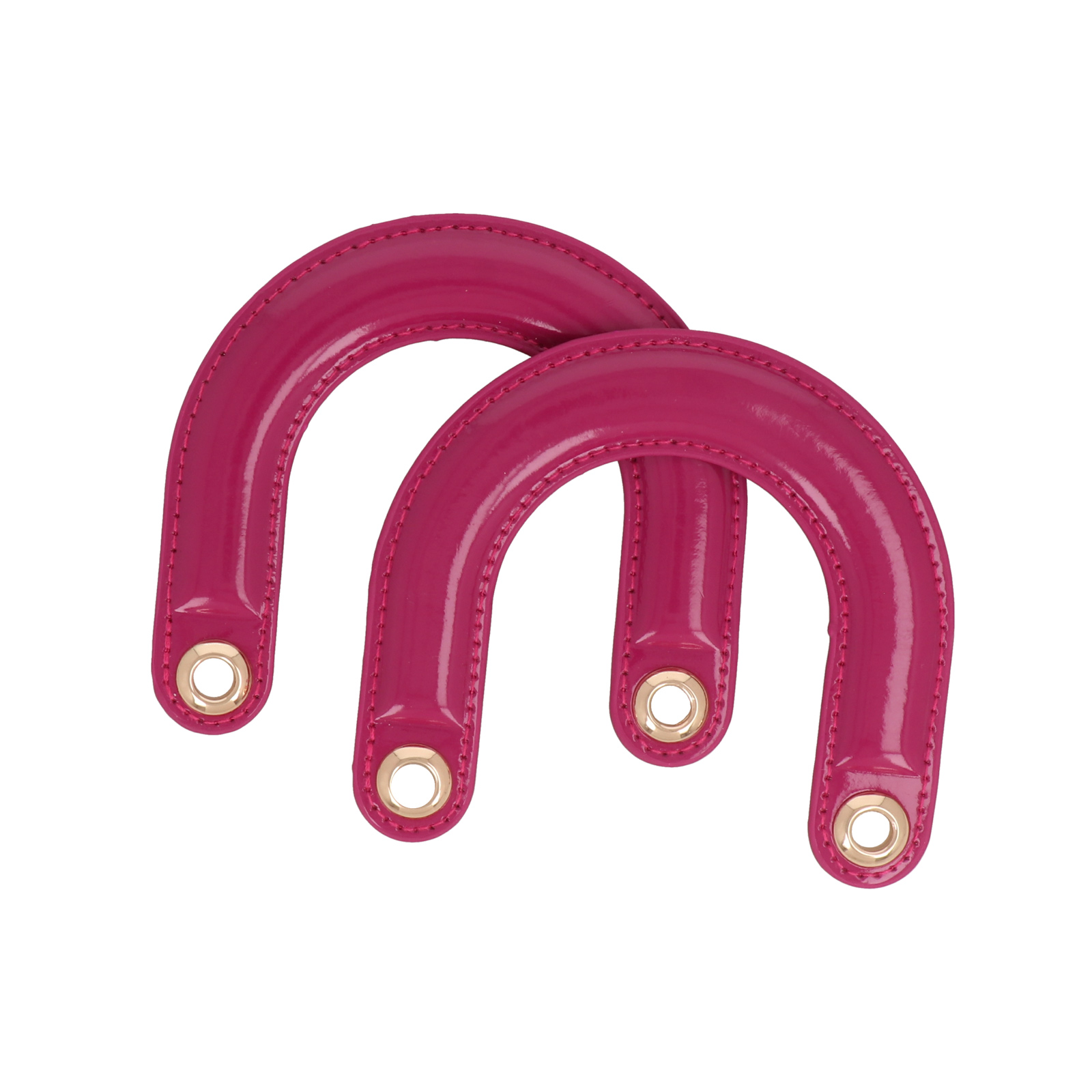 bag handle pu leather fuchsia polished 12x10cm | 2pc