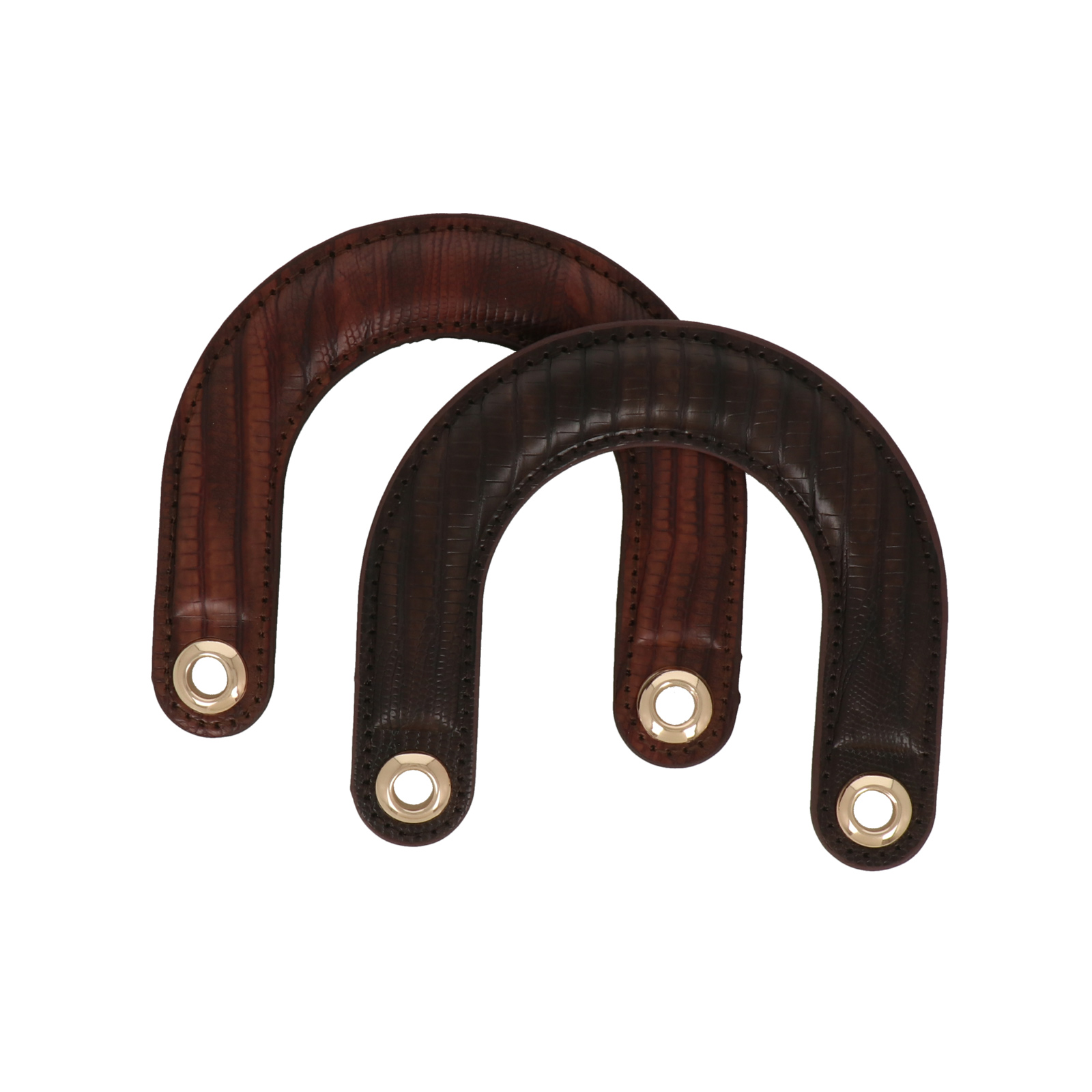 bag handle pu leather python brown 12x10cm | 2pc