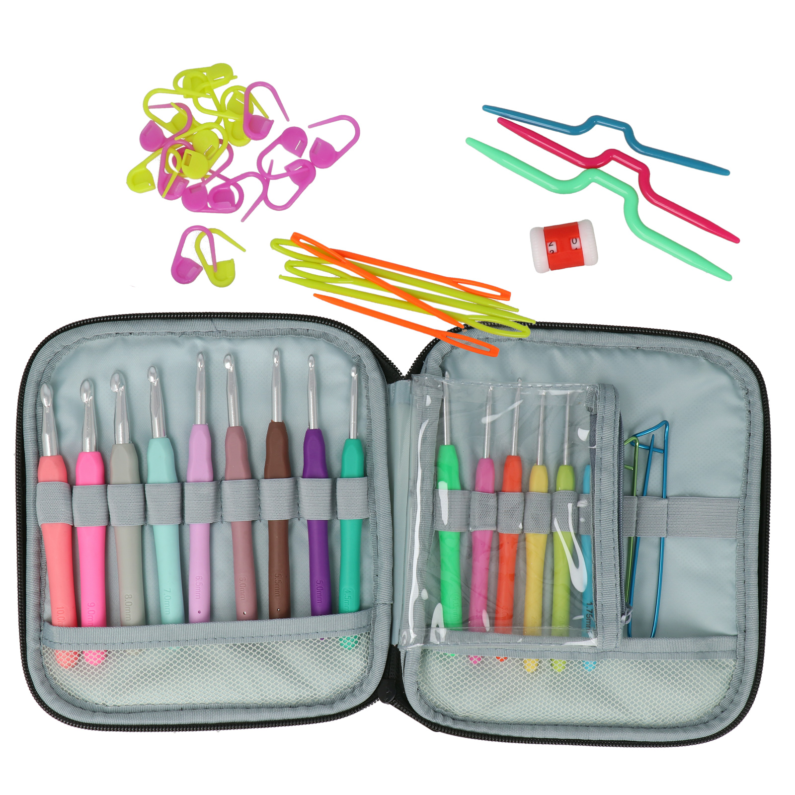 ergonomisches basic häkelnadel-set mit etui - 23st | 1st