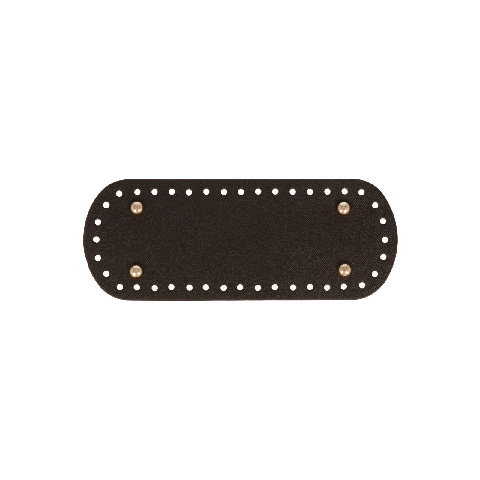 dark brown pu embossed leather bottom bag oval 21x8cm with gold bag feet | 1pc